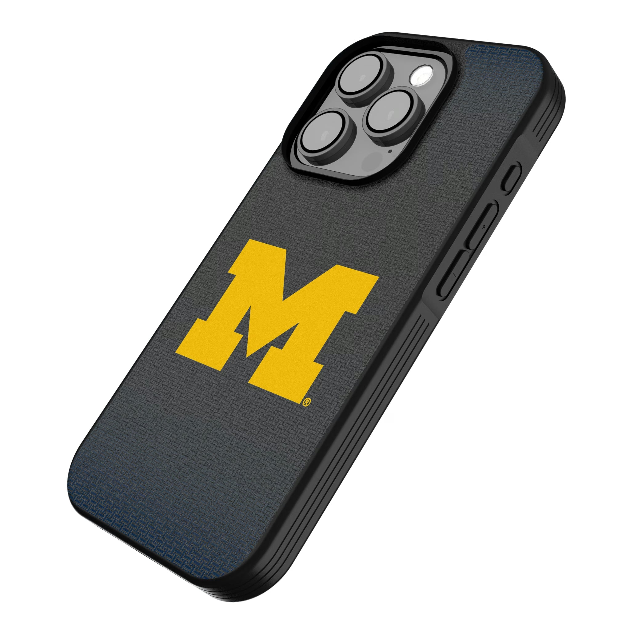 University of Michigan Wolverines Linen iPhone Bump Phone Case for Apple iPhone - Isometric View