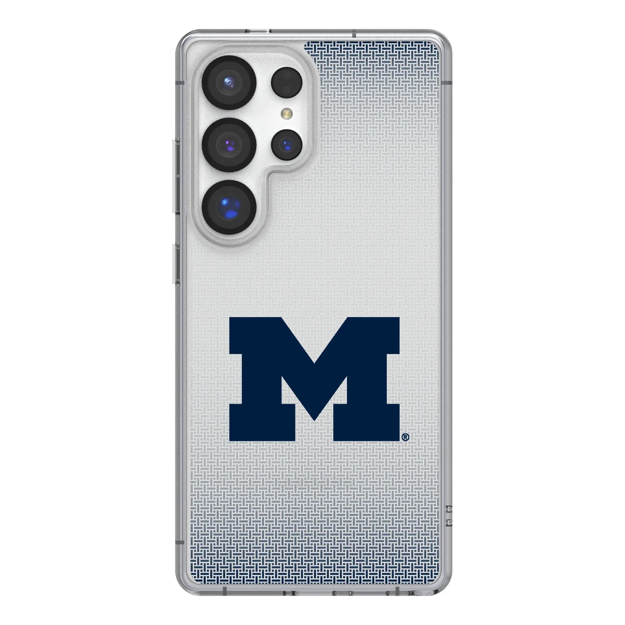 University of Michigan Wolverines Linen Galaxy Clear Phone Case for Samsung Galaxy#Device_Galaxy S25 Ultra
