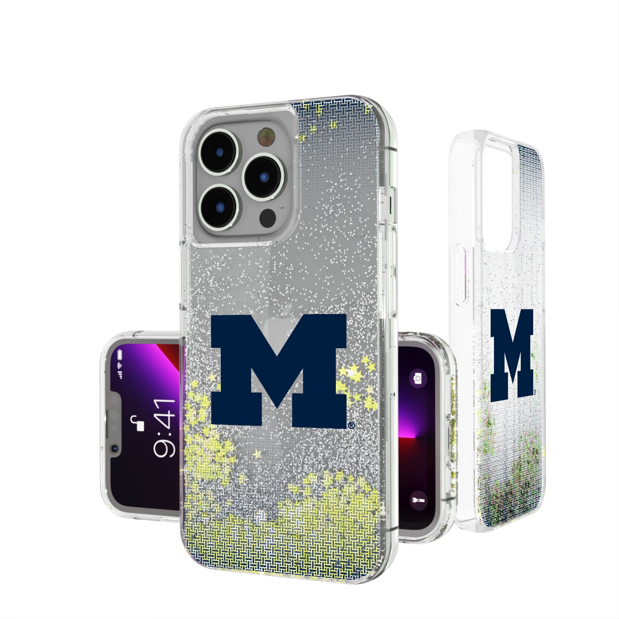 University of Michigan Wolverines Linen iPhone Glitter Phone Case for Apple iPhone