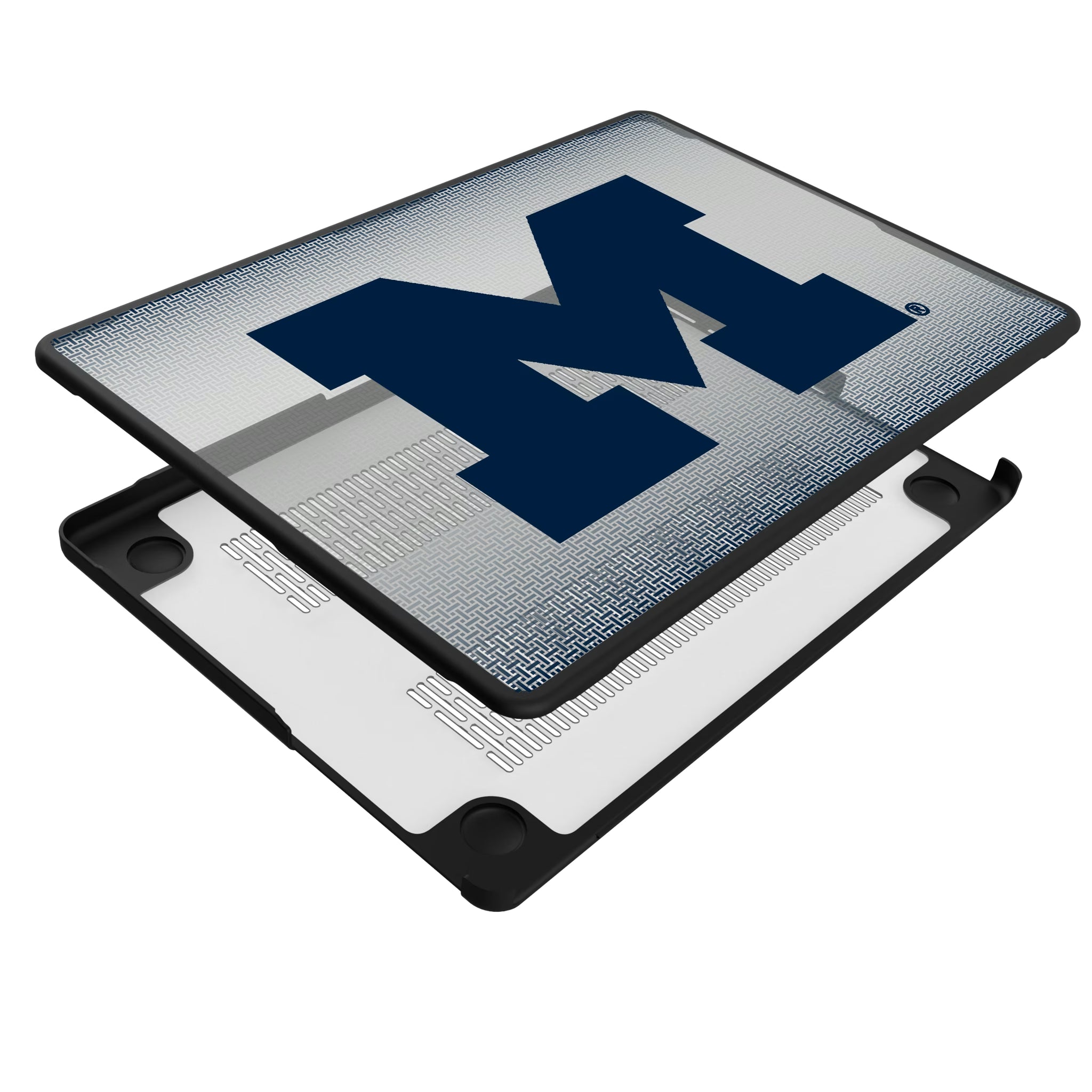 University of Michigan Wolverines Linen MacBook Laptop Case for Apple MacBook - Isometric View#Device_MacBook Pro (14-inch, 2021) / MacBook Pro (14-inch, 2023) / MacBook Pro (14-inch, 2024)