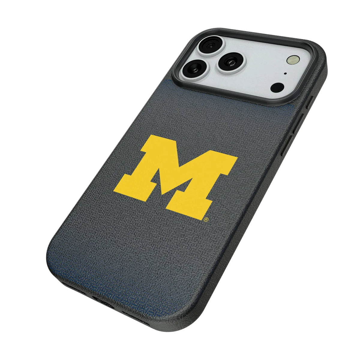 University of Michigan Wolverines Linen iPhone MagSafe Compatible Phone Case for Apple iPhone - Isometric View#Device_iPhone 18 Pro Max