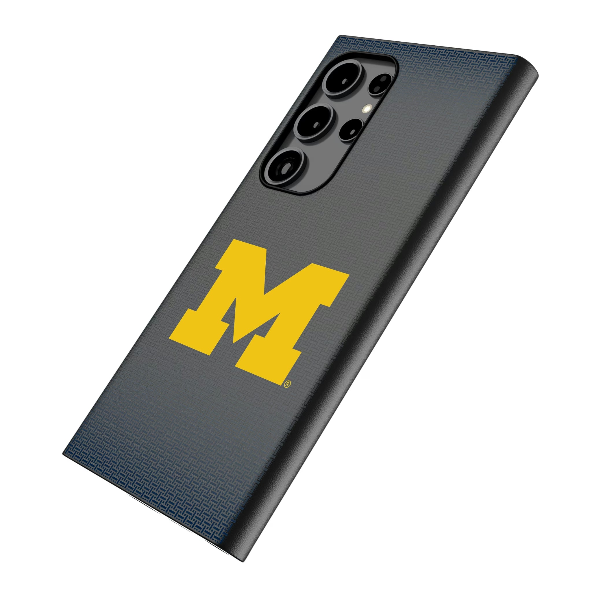 University of Michigan Wolverines Linen Galaxy MagSafe Compatible Phone Case for Samsung Galaxy - Isometric View