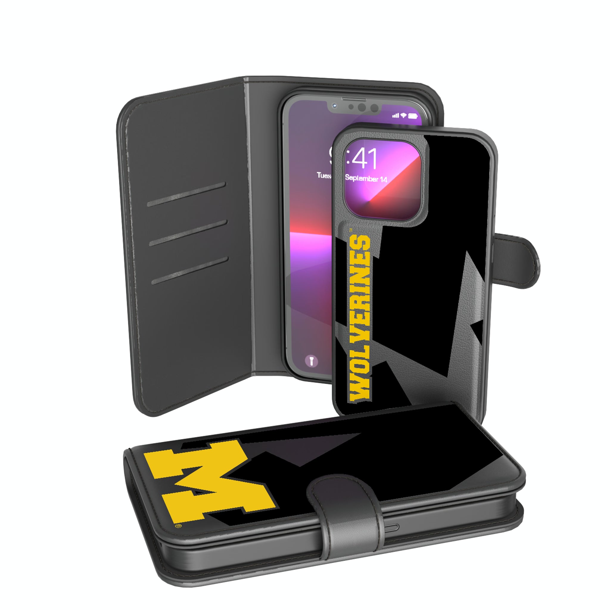University of Michigan Wolverines Monocolor Tilt iPhone Wallet Phone Case for Apple iPhone