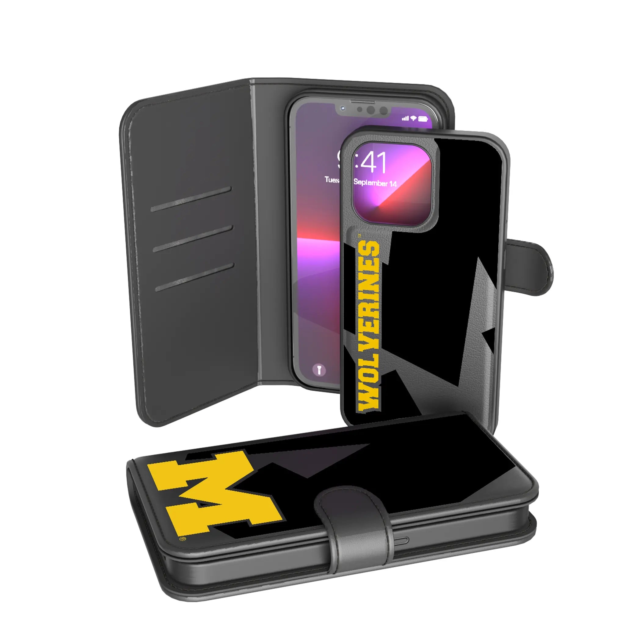 University of Michigan Wolverines Monocolor Tilt iPhone Wallet Phone Case for Apple iPhone