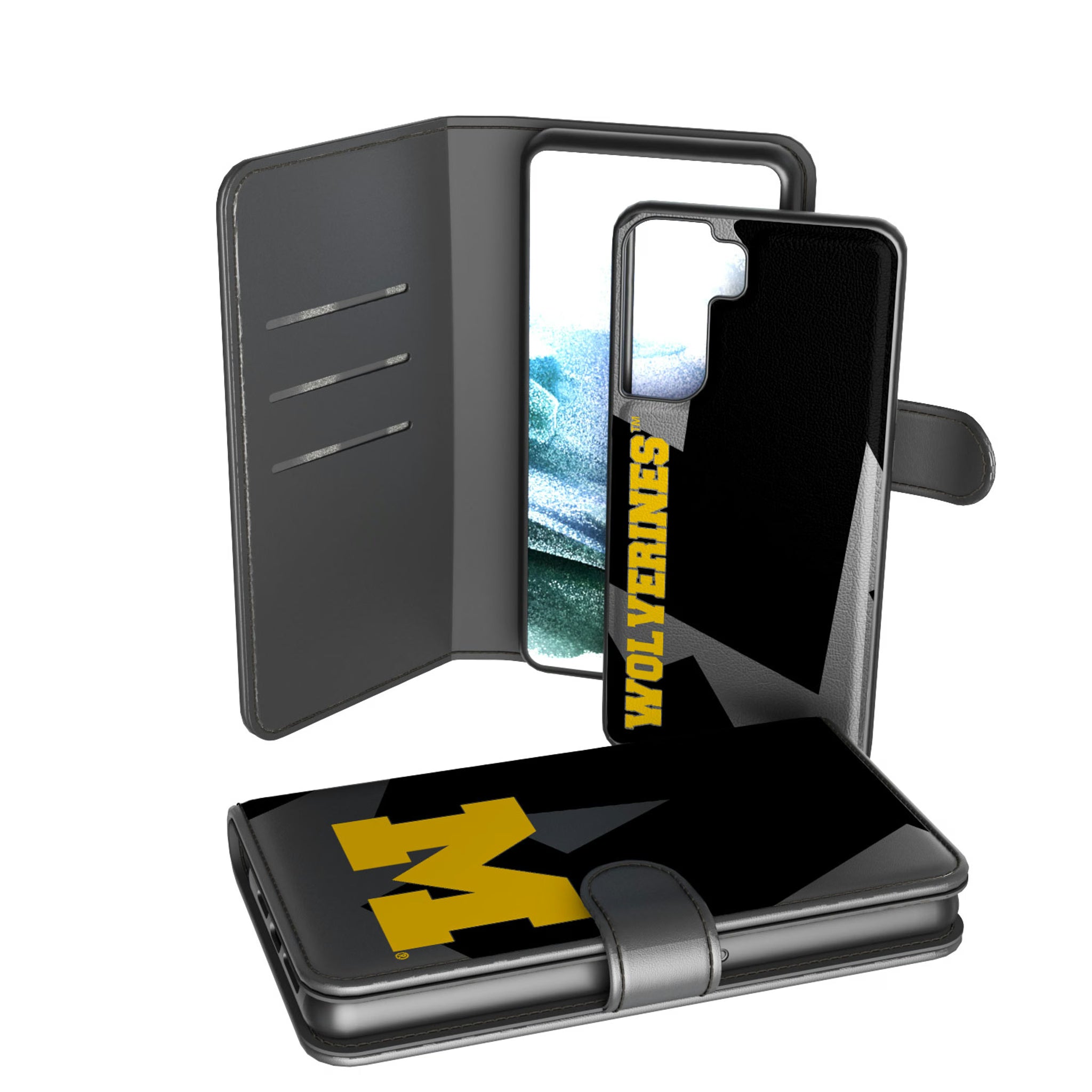 University of Michigan Wolverines Monocolor Tilt Galaxy Wallet Phone Case for Samsung Galaxy