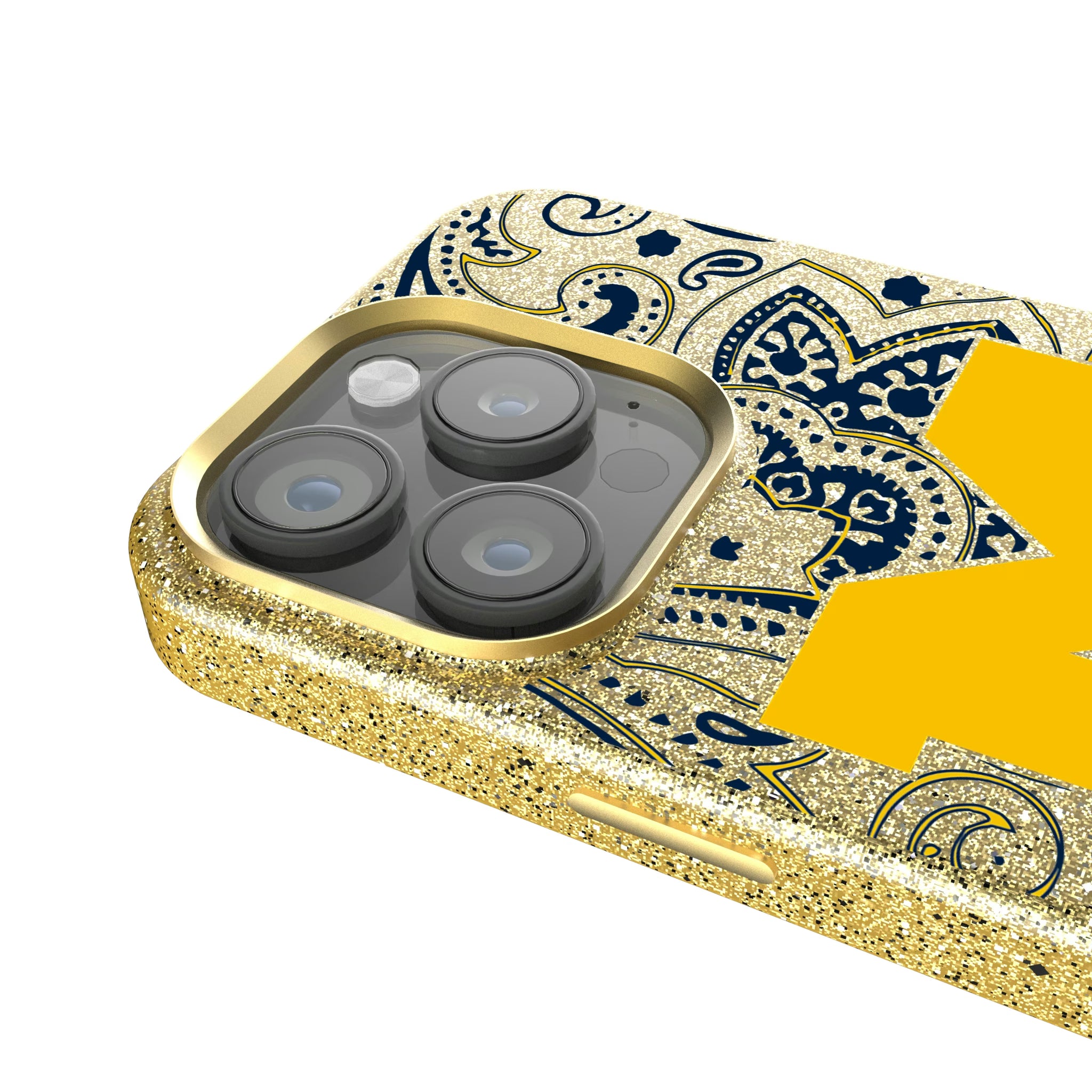 University of Michigan Wolverines Paisley iPhone Bling Phone Case for Apple iPhone - Detail