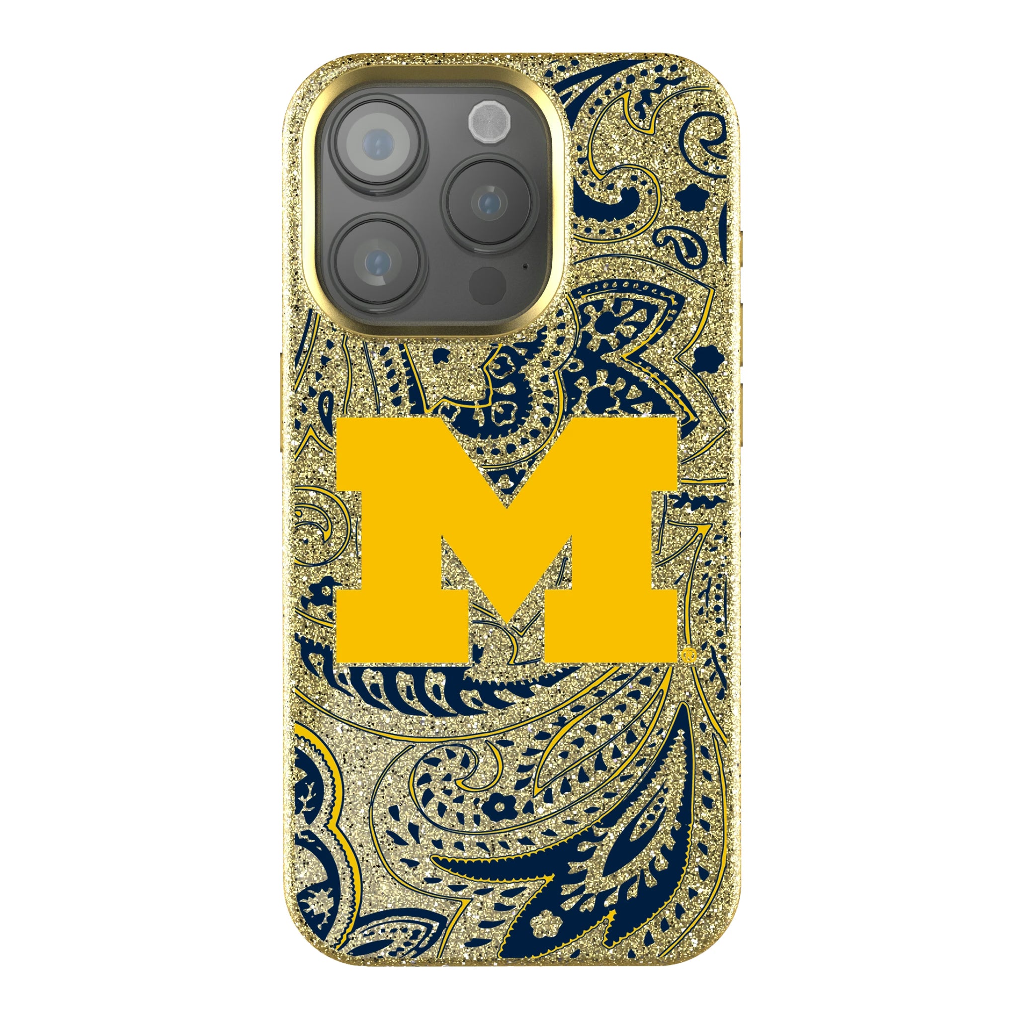 University of Michigan Wolverines Paisley iPhone Bling Phone Case for Apple iPhone