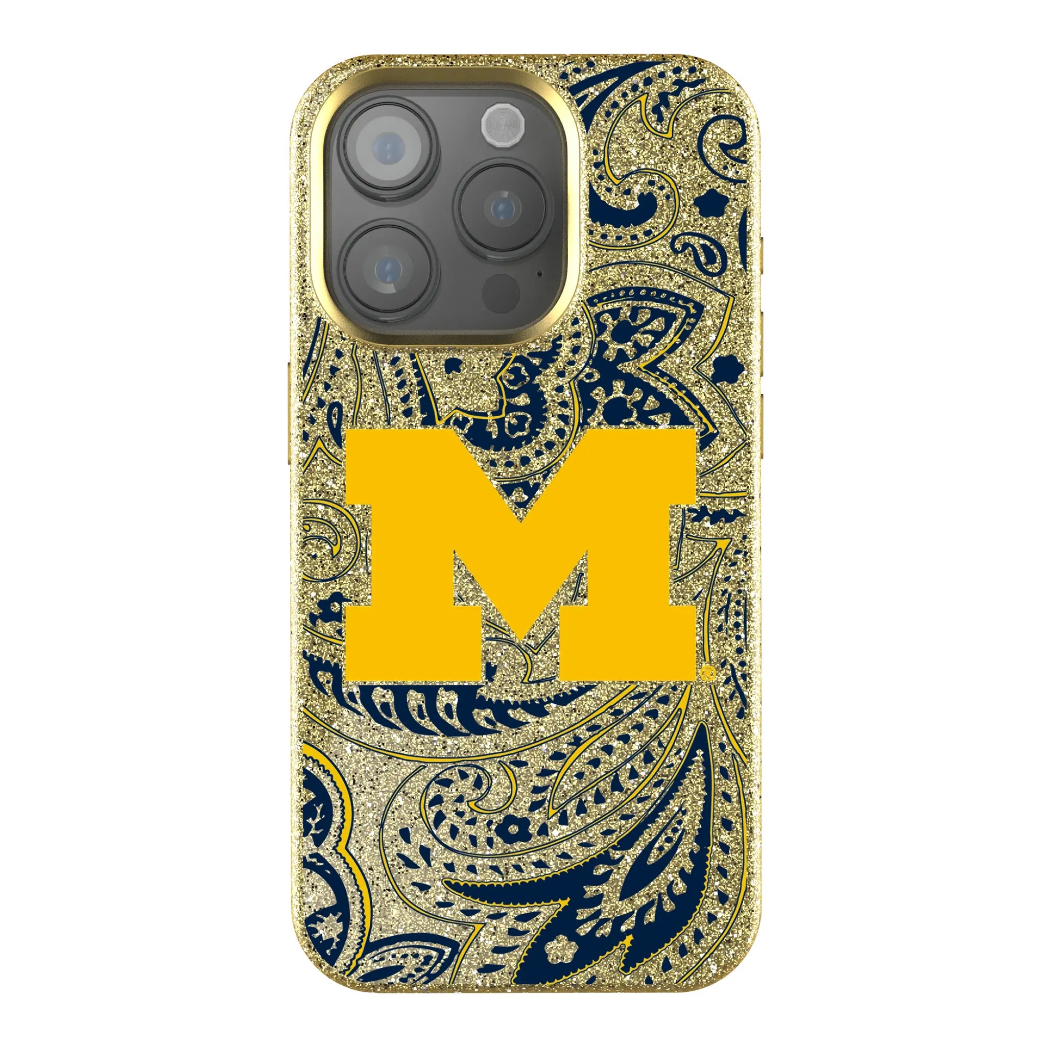 University of Michigan Wolverines Paisley iPhone Bling Phone Case for Apple iPhone