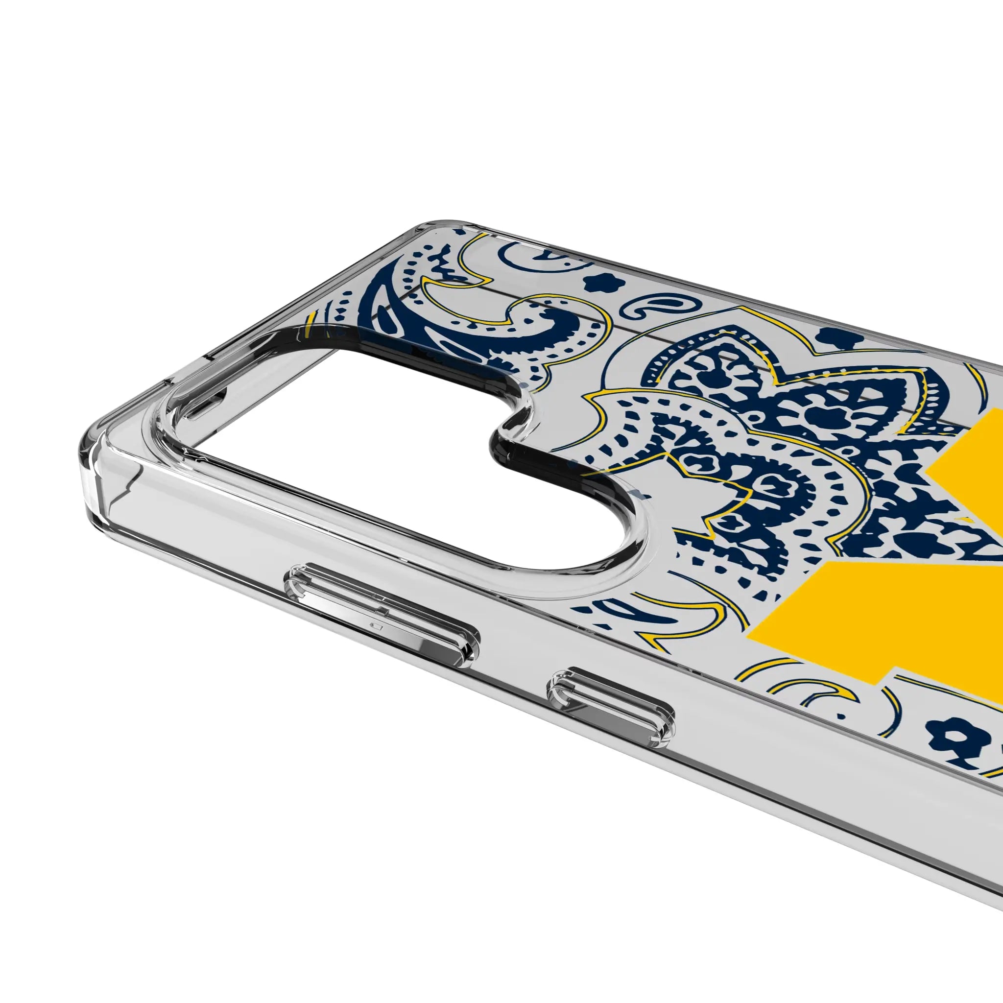 University of Michigan Wolverines Paisley Galaxy Clear Phone Case for Samsung Galaxy - Detail#Device_Galaxy S25 Ultra
