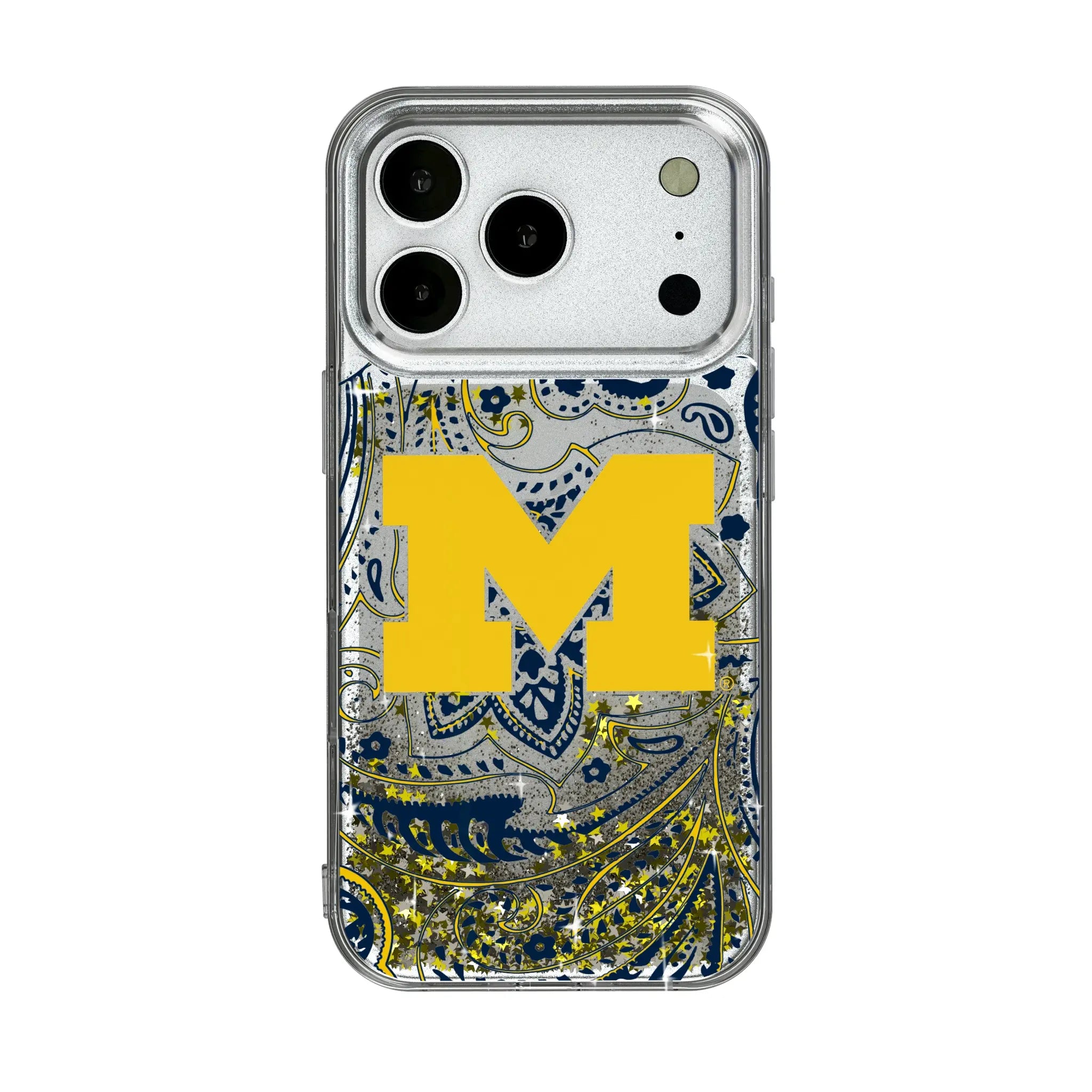 University of Michigan Wolverines Paisley iPhone Glitter Phone Case for Apple iPhone