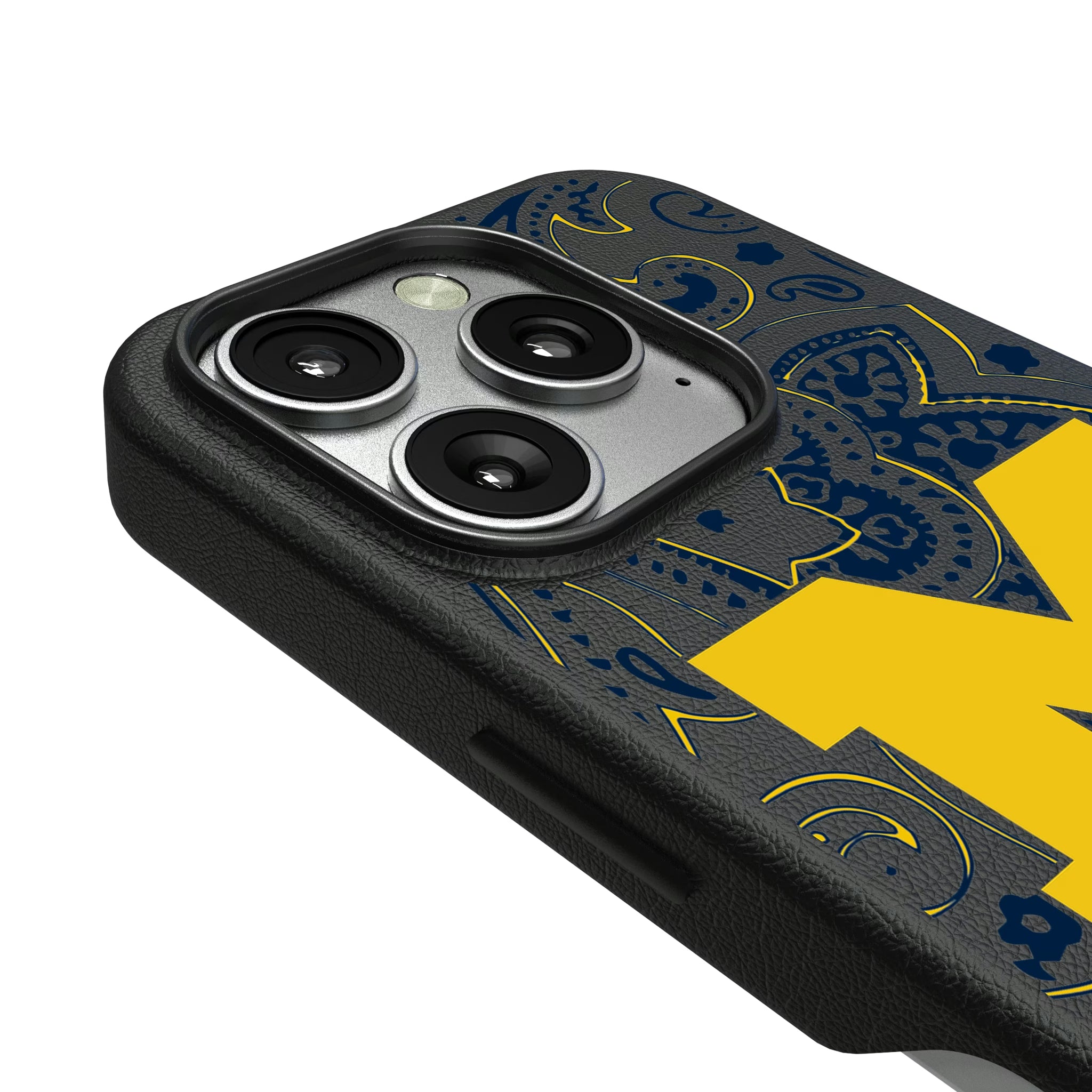 University of Michigan Wolverines Paisley iPhone MagSafe Compatible Phone Case for Apple iPhone - Detail