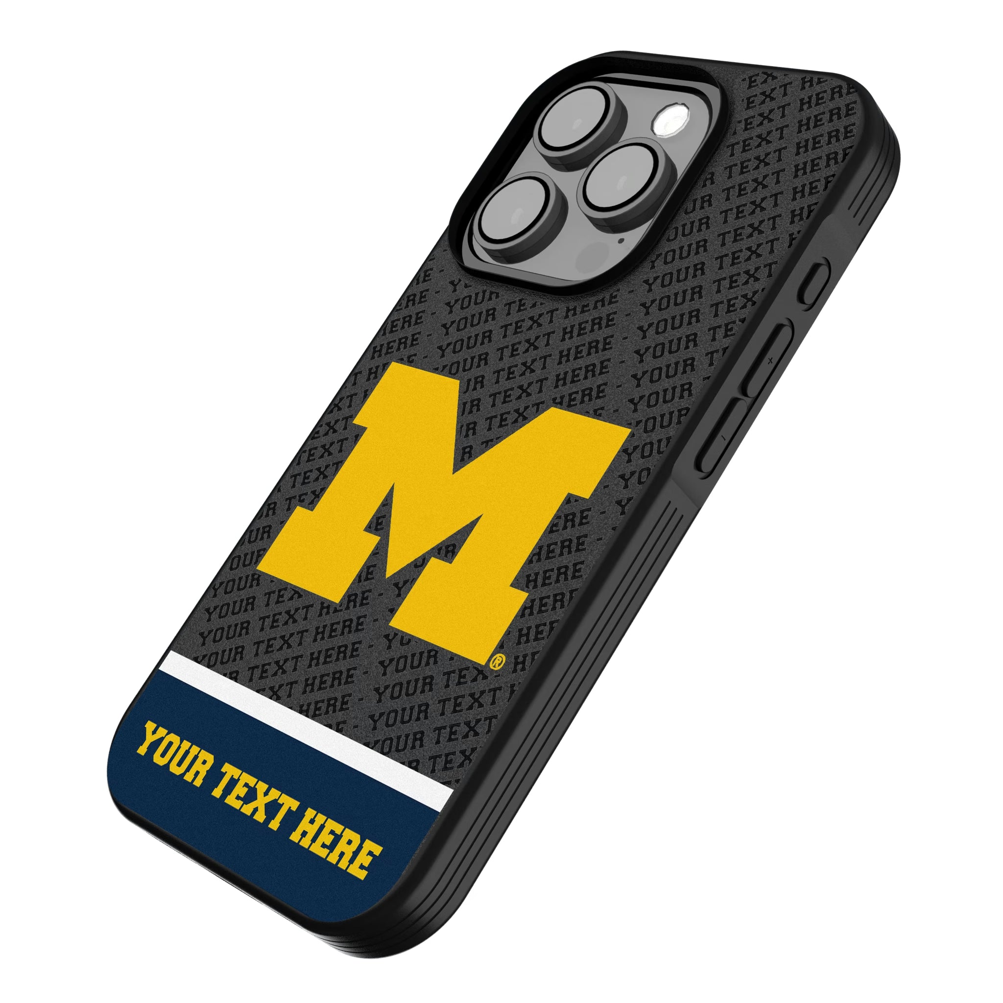 University of Michigan Wolverines Personalized EndZone Plus iPhone Bump Phone Case for Apple iPhone - Isometric View