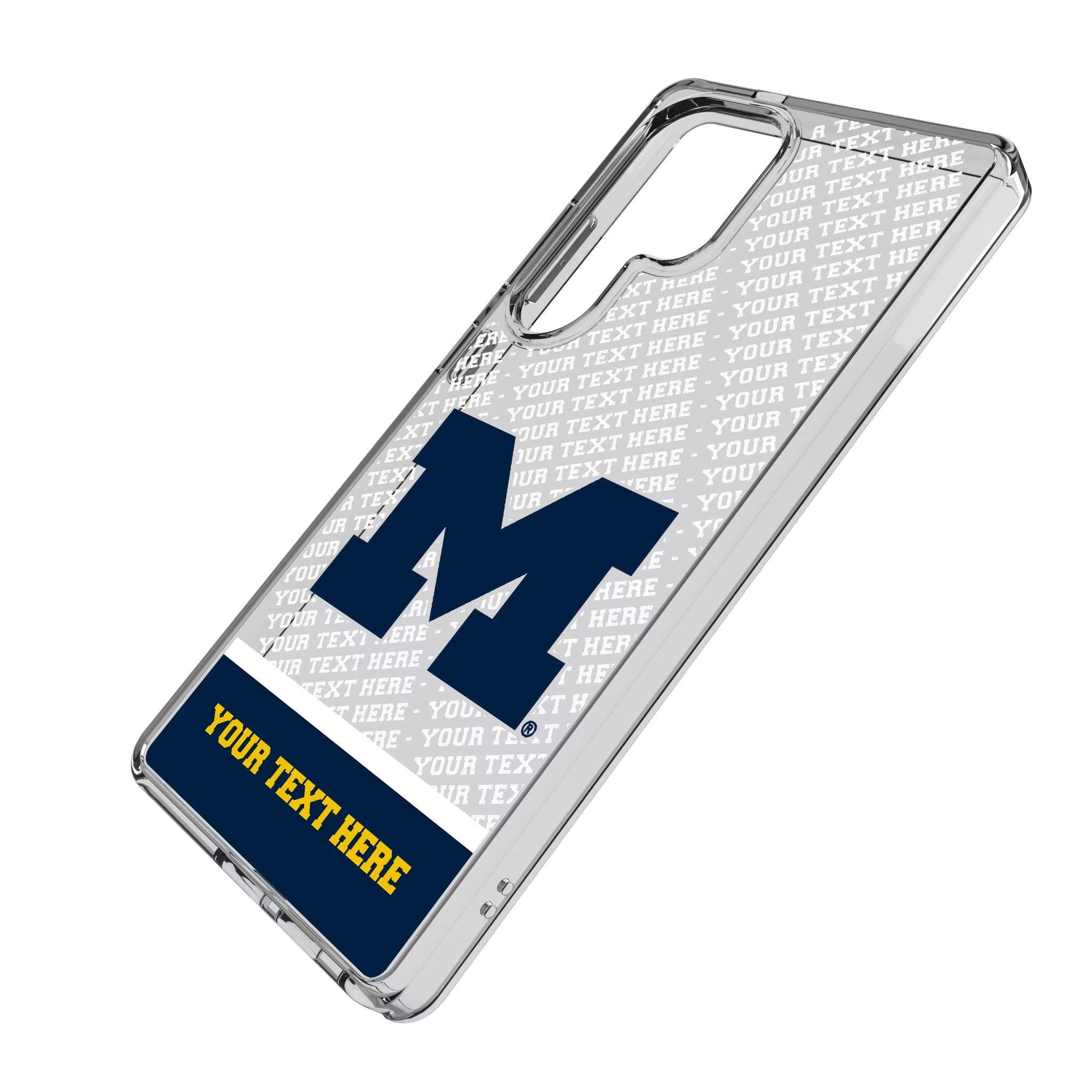 University of Michigan Wolverines Personalized EndZone Plus Galaxy Clear Phone Case for Samsung Galaxy - Isometric View