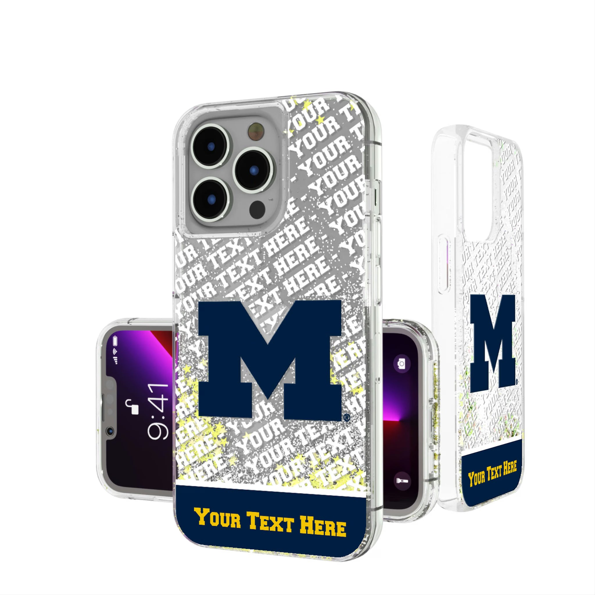 University of Michigan Wolverines Personalized EndZone Plus iPhone Glitter Phone Case for Apple iPhone