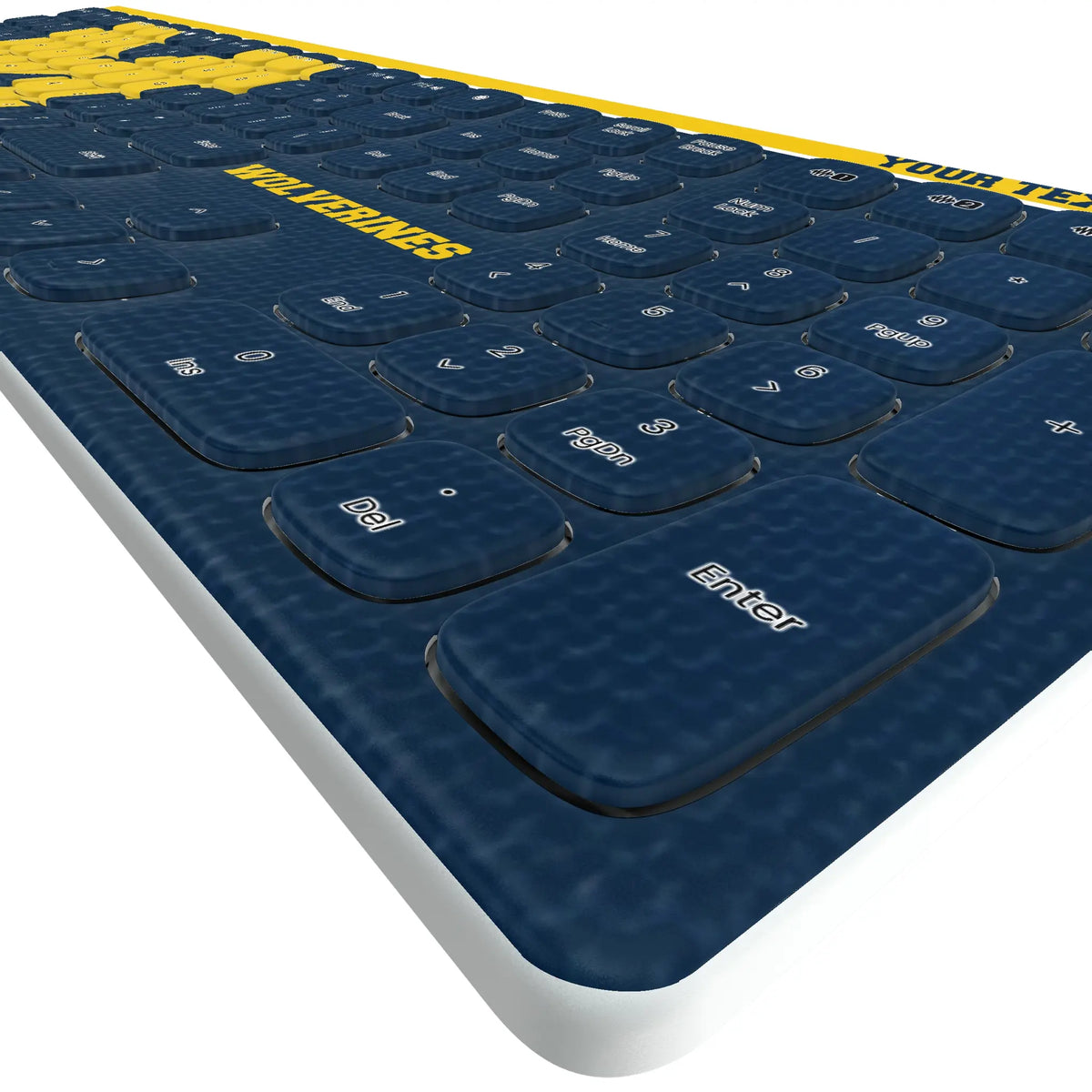 University of Michigan Wolverines Personalized Endzone Solid KKB605 Curved Wireless Keyboard - Detail