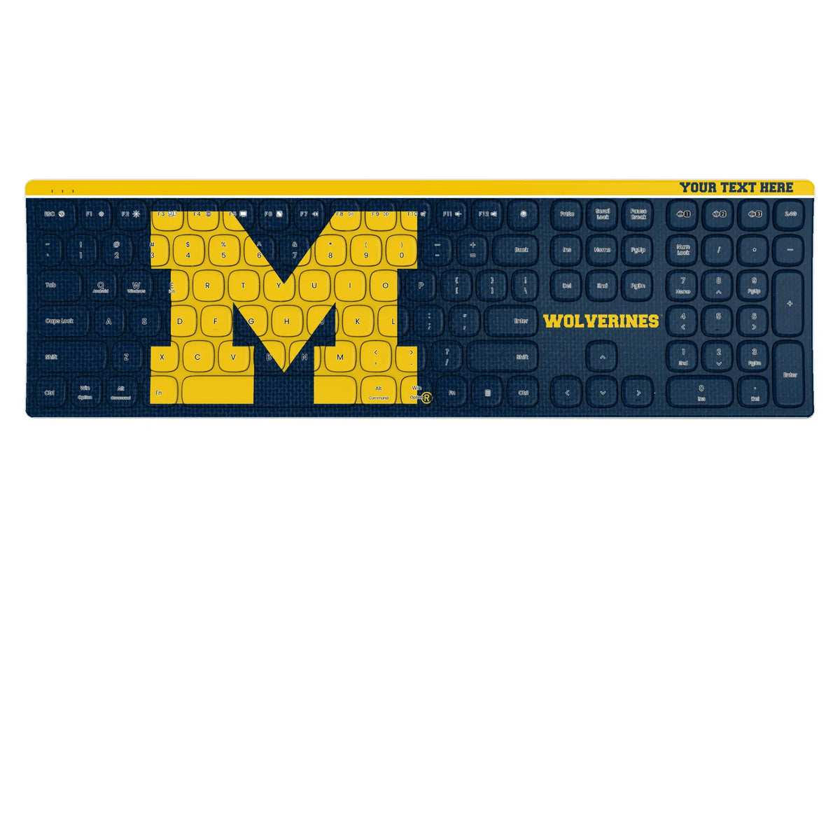University of Michigan Wolverines Personalized Endzone Solid KKB605 Curved Wireless Keyboard