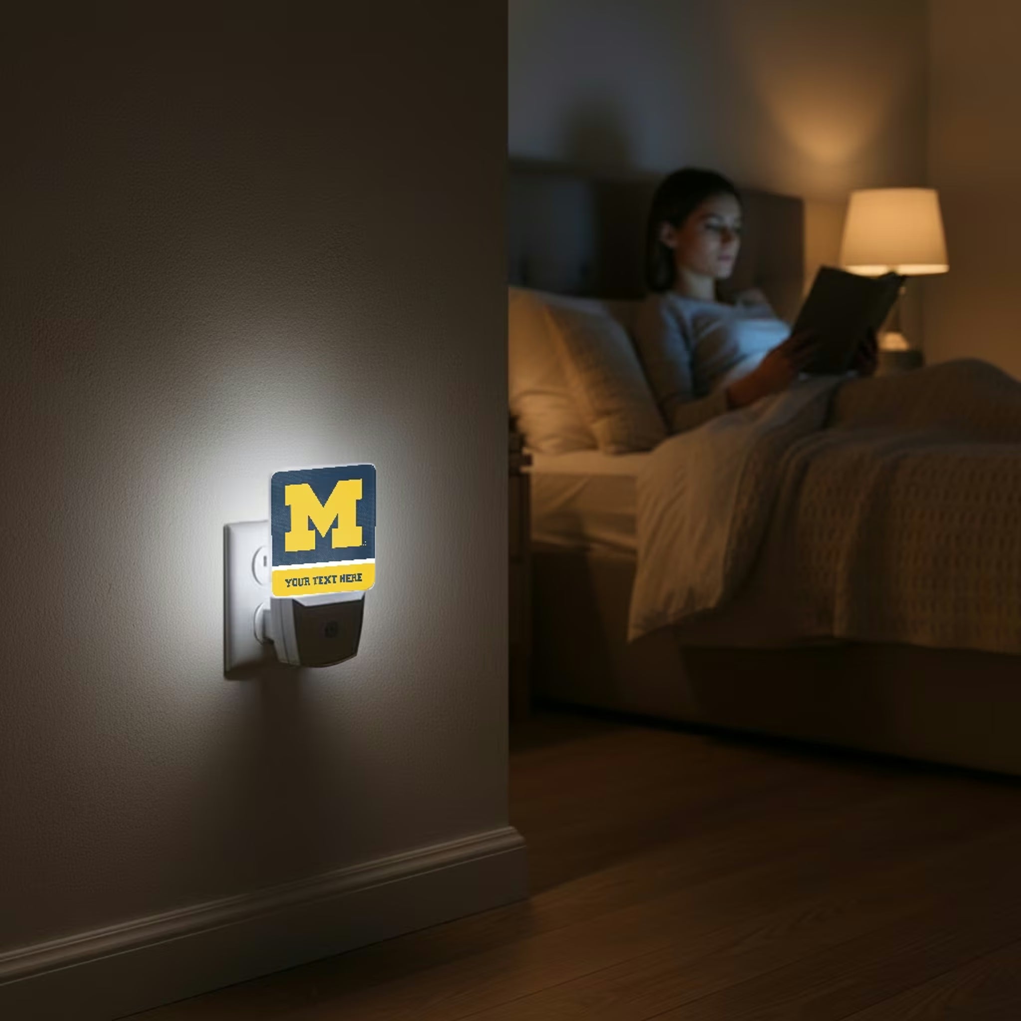 University of Michigan Wolverines Personalized Endzone Solid Night Light 2-Pack - Lifestyle