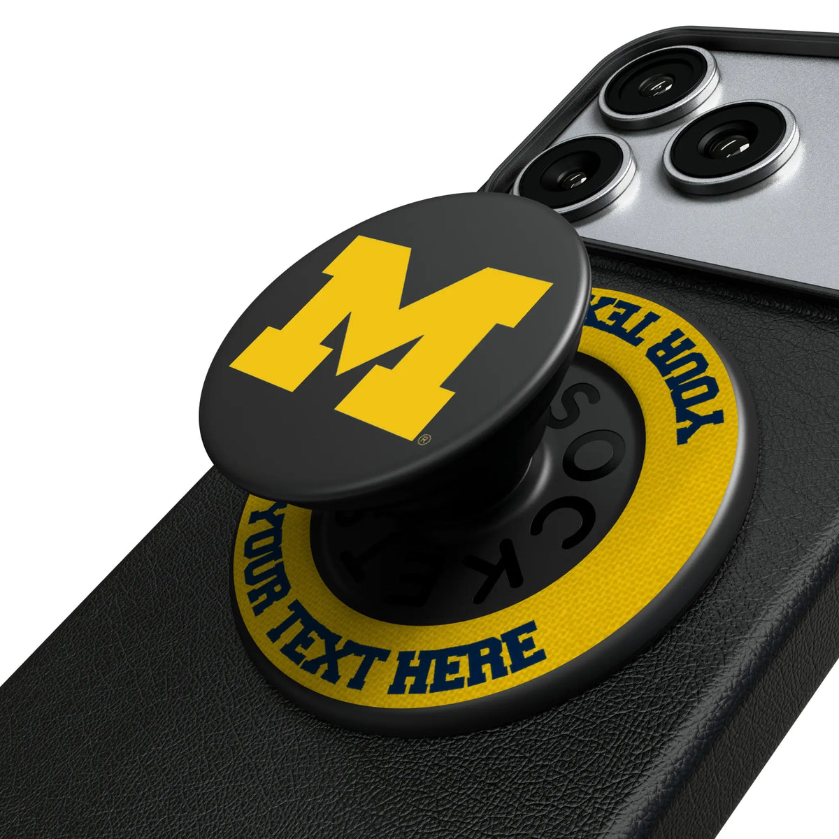 University of Michigan Wolverines Personalized Endzone Solid Popsockets Round Magnetic