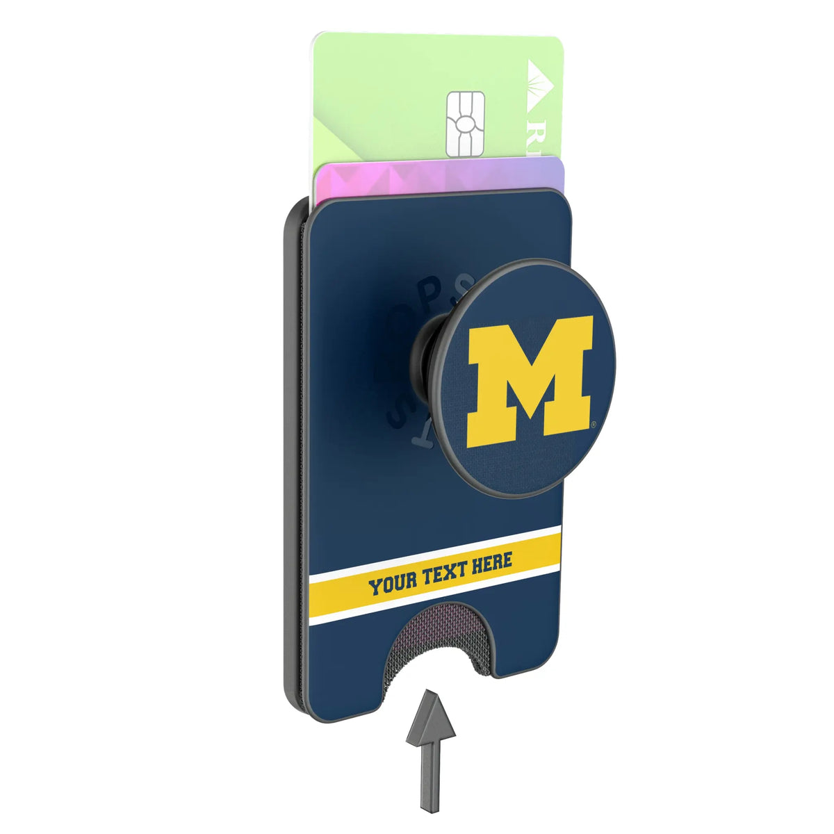 University of Michigan Wolverines Personalized Endzone Solid Popsockets Wallet Magnetic - Detail
