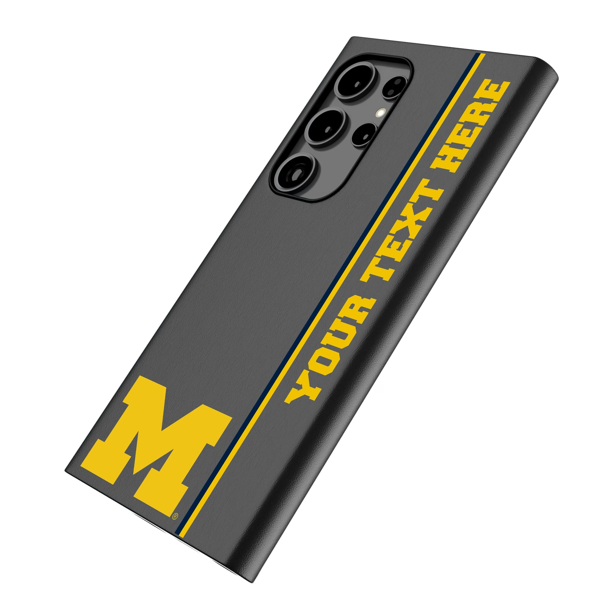 University of Michigan Wolverines Personalized Sidebard Galaxy MagSafe Compatible Phone Case for Samsung Galaxy - Isometric View