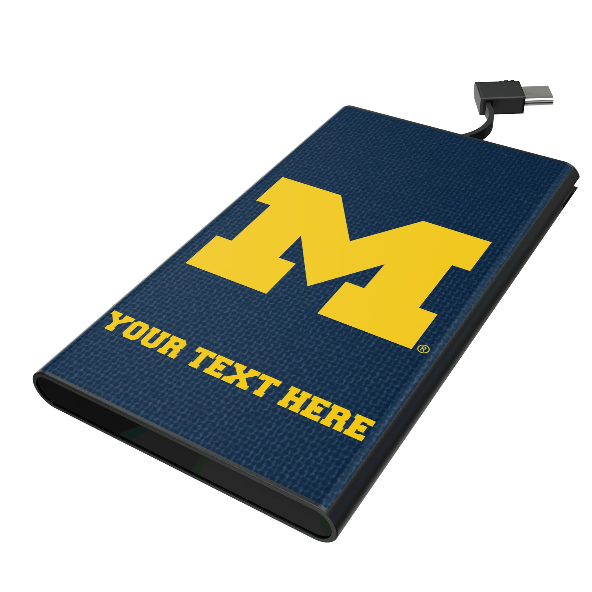 University of Michigan Wolverines Personalized Solid 5000mAh Flat Powerbank