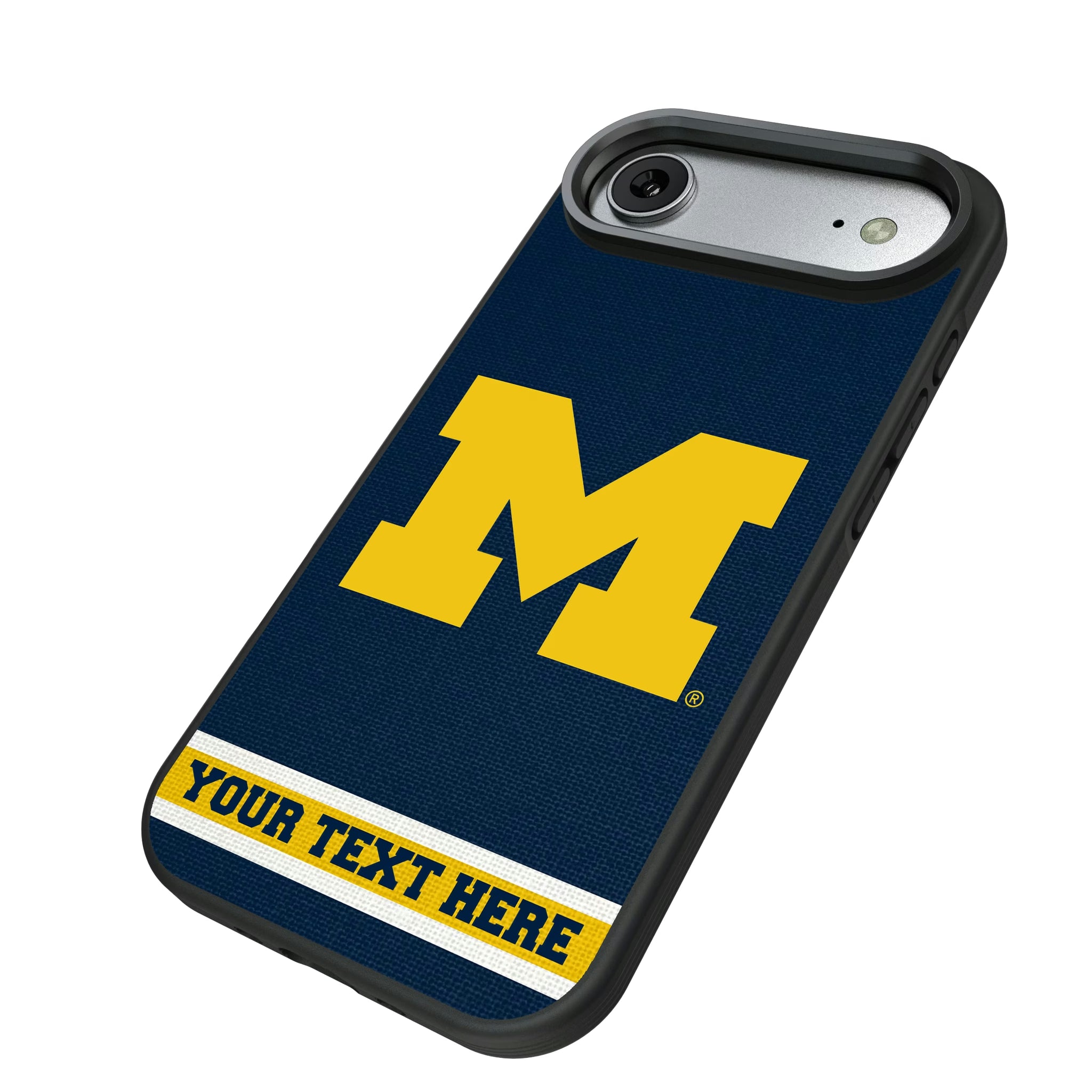 University of Michigan Wolverines Personalized Stripe iPhone Bump Phone Case for Apple iPhone - Isometric View#Device_iPhone Air