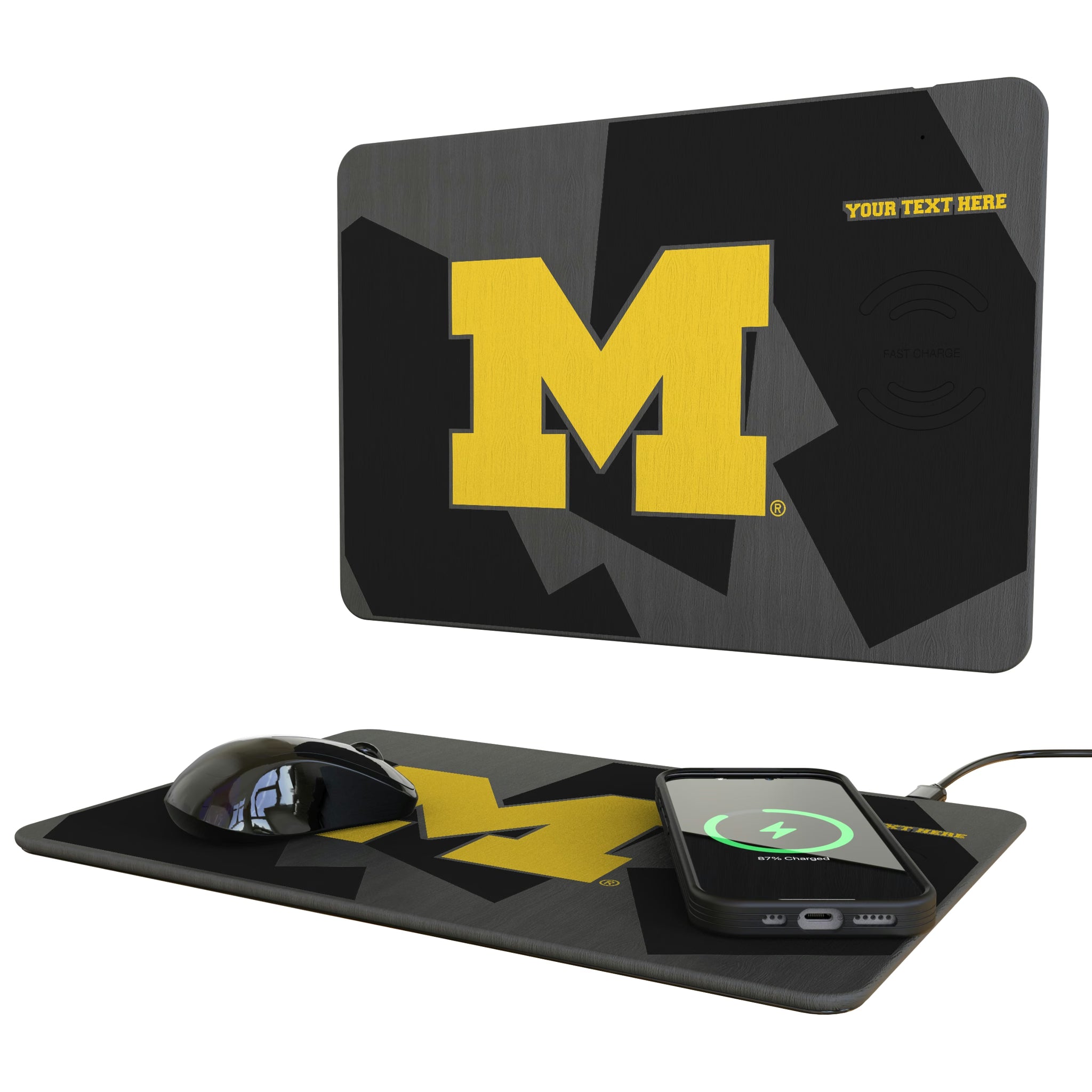 University of Michigan Wolverines Personalized Tilt 15-Watt Wireless Charger and Mouse Pad