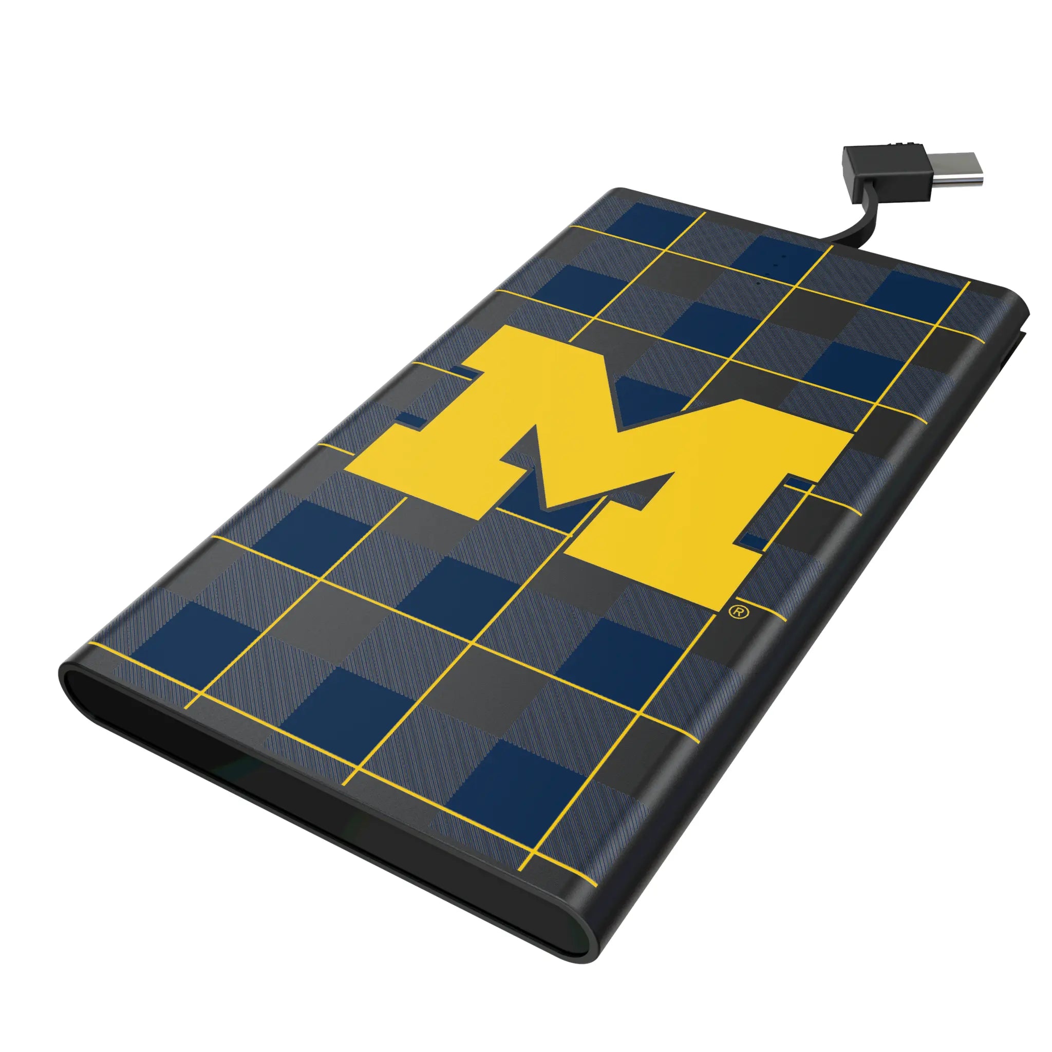 University of Michigan Wolverines Plaid 5000mAh Flat Power Bank