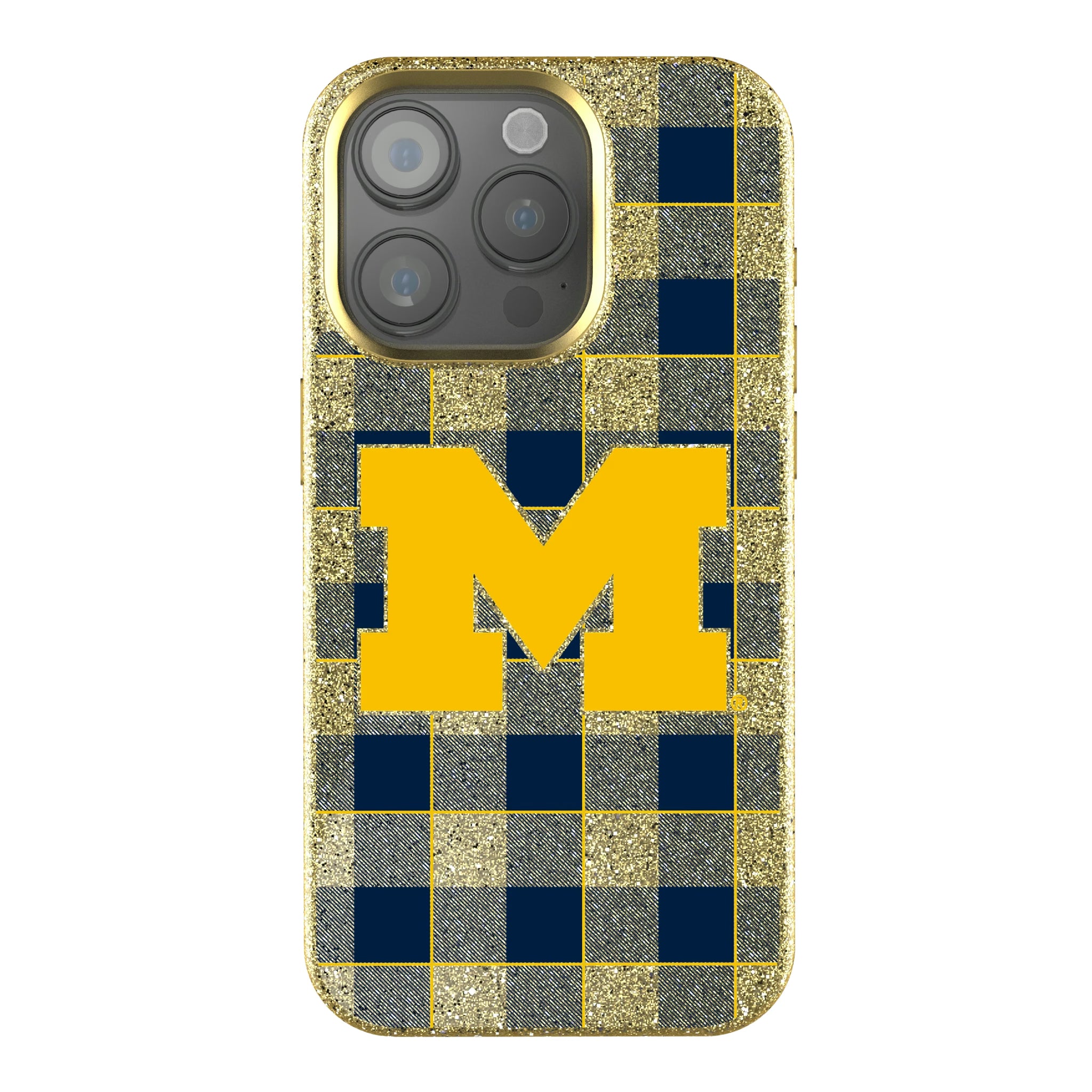 University of Michigan Wolverines Plaid iPhone Bling Phone Case for Apple iPhone