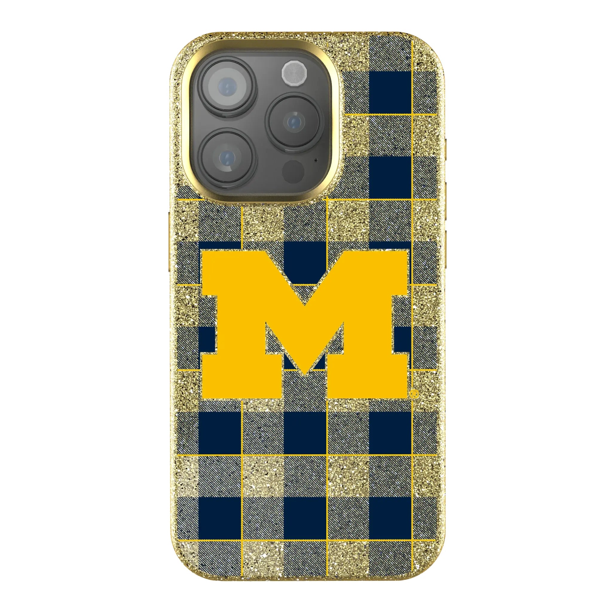 University of Michigan Wolverines Plaid iPhone Bling Phone Case for Apple iPhone