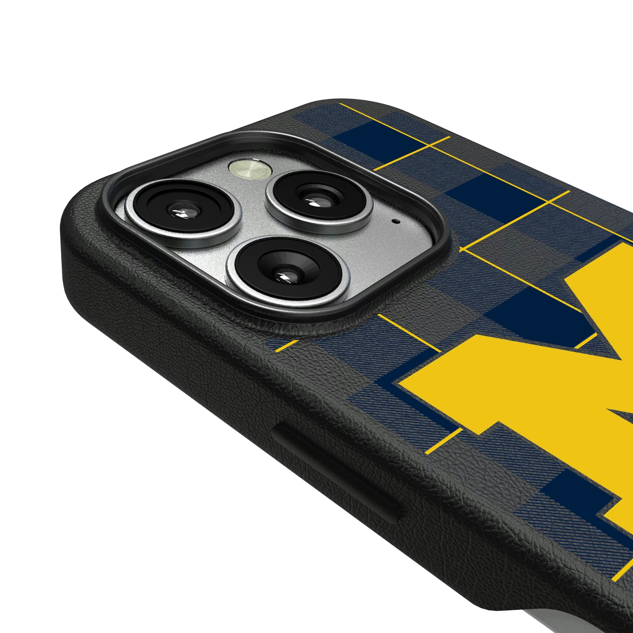 University of Michigan Wolverines Plaid iPhone MagSafe Compatible Phone Case for Apple iPhone - Detail
