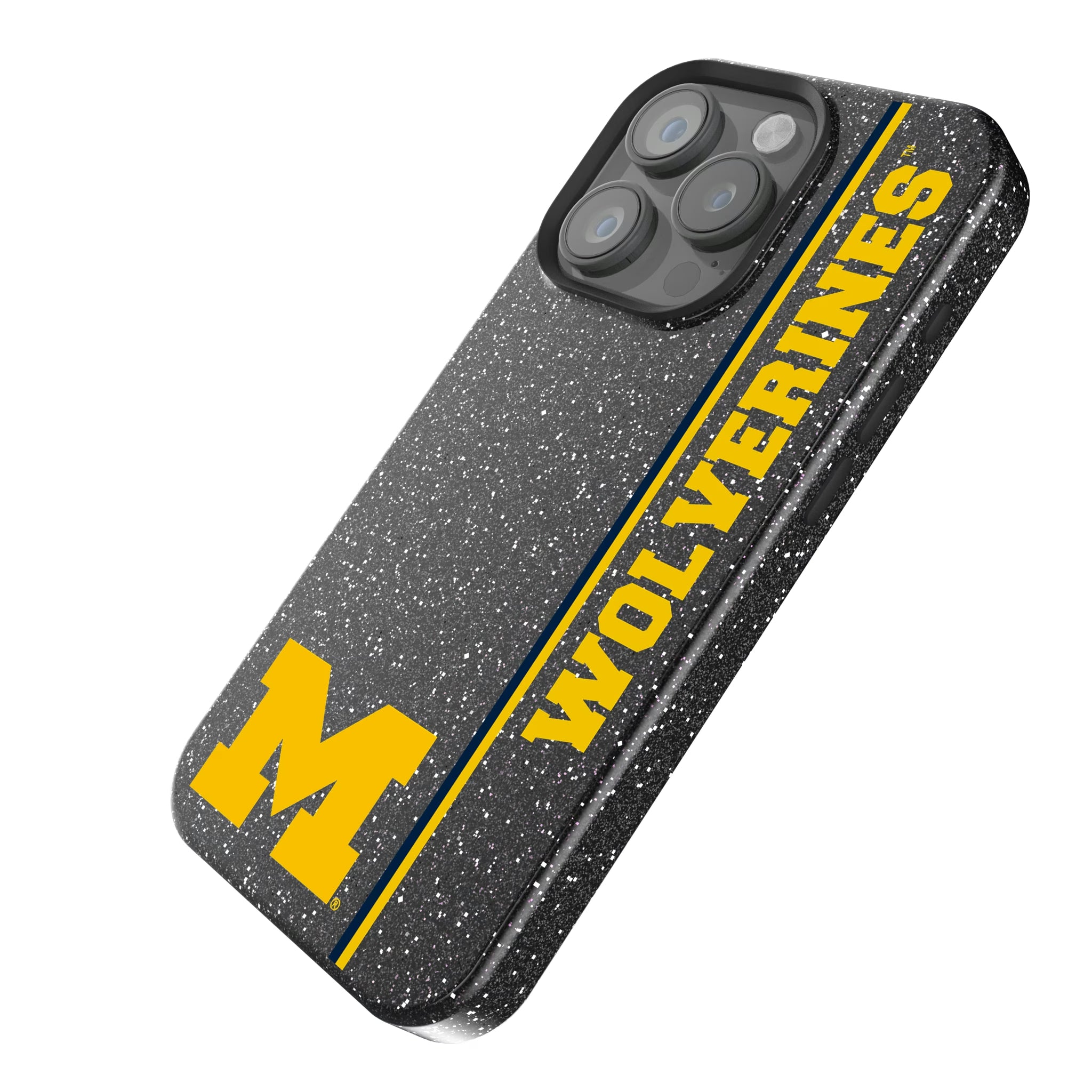 University of Michigan Wolverines Sidebar iPhone Bling Phone Case for Apple iPhone - Isometric View