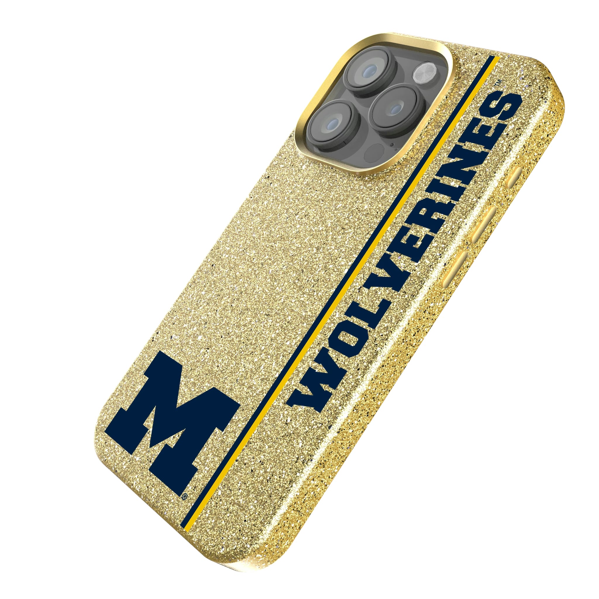 University of Michigan Wolverines Sidebar iPhone Bling Phone Case for Apple iPhone - Isometric View
