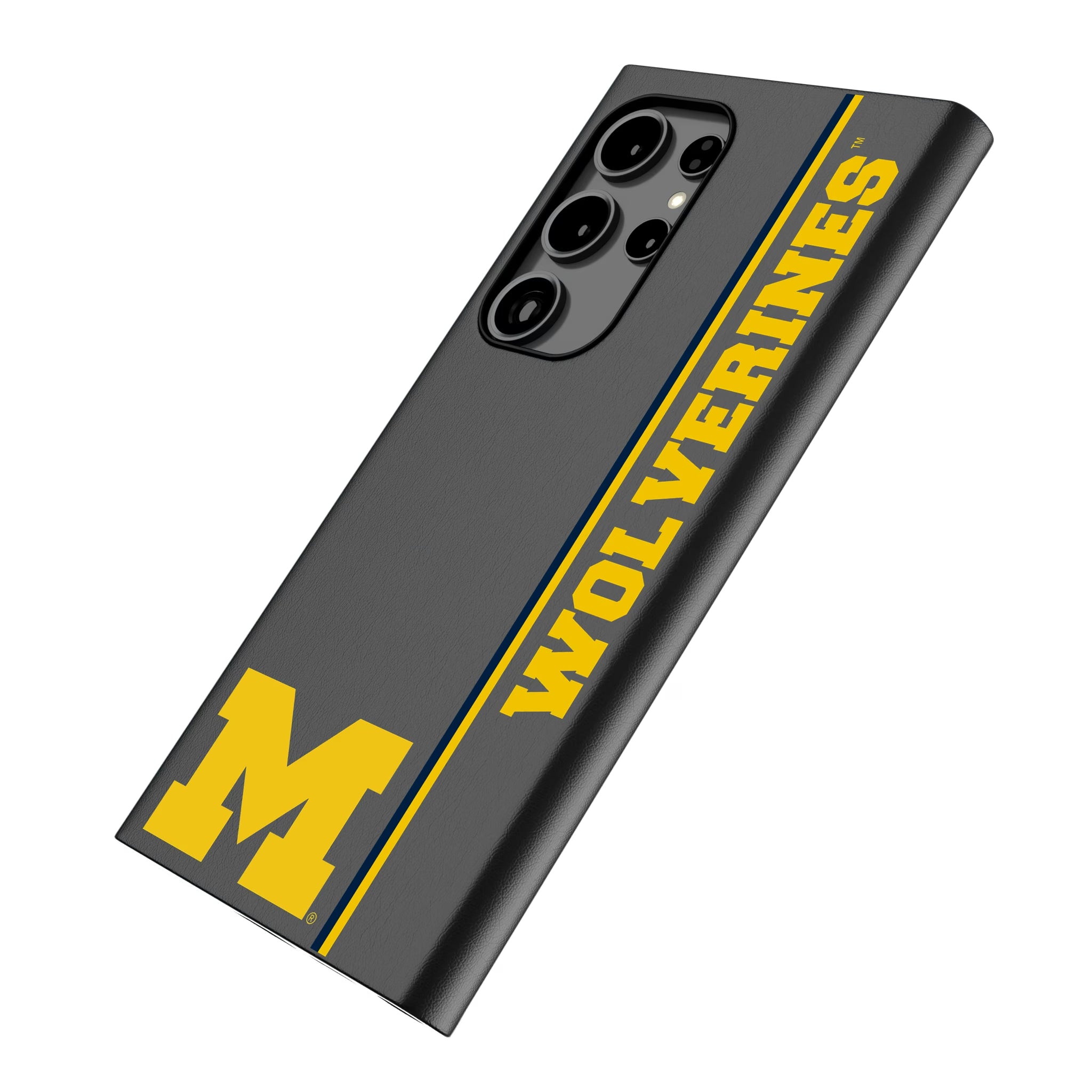 University of Michigan Wolverines Sidebar Galaxy MagSafe Compatible Phone Case for Samsung Galaxy - Isometric View