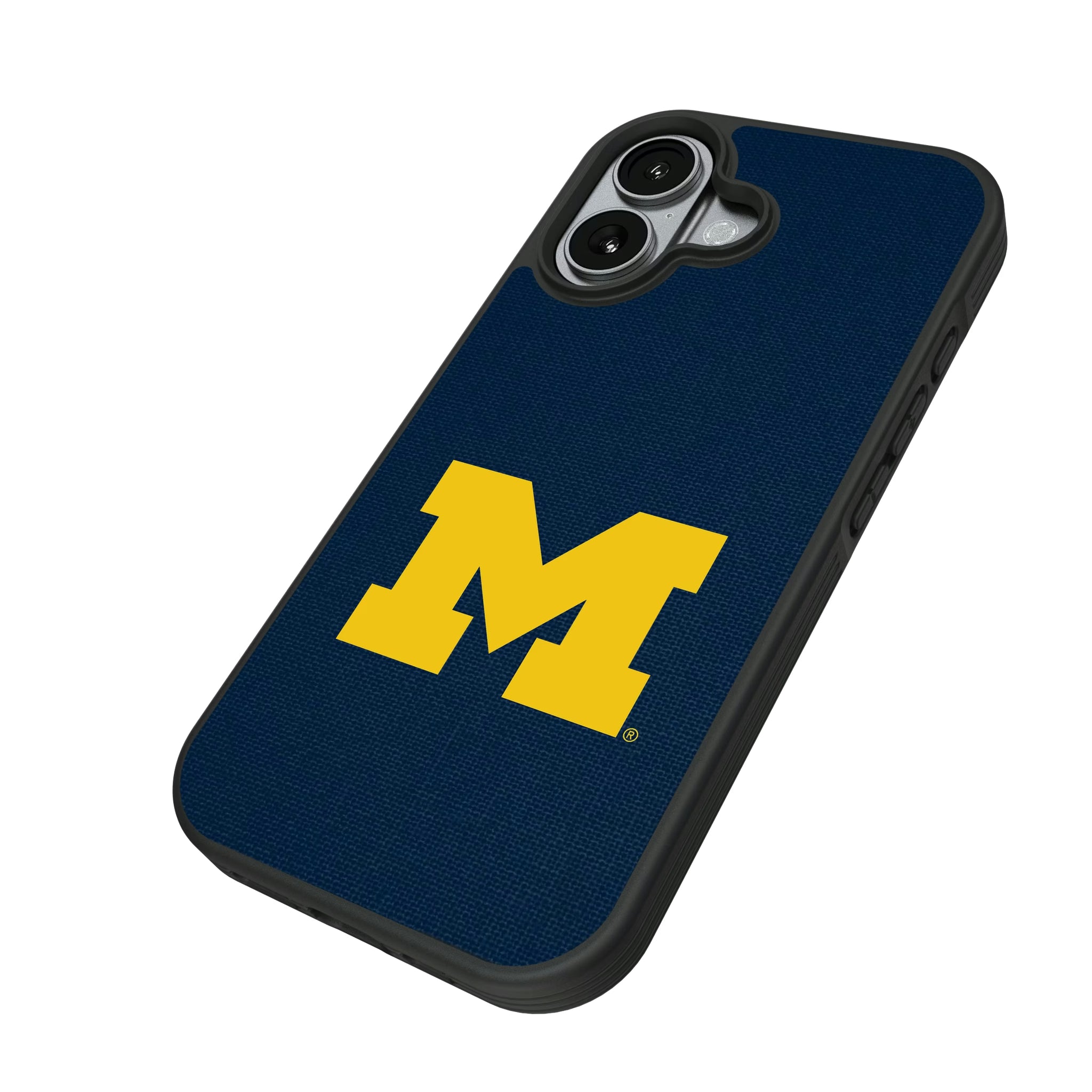 University of Michigan Wolverines Solid iPhone Bump Phone Case for Apple iPhone - Isometric View#Device_iPhone 17