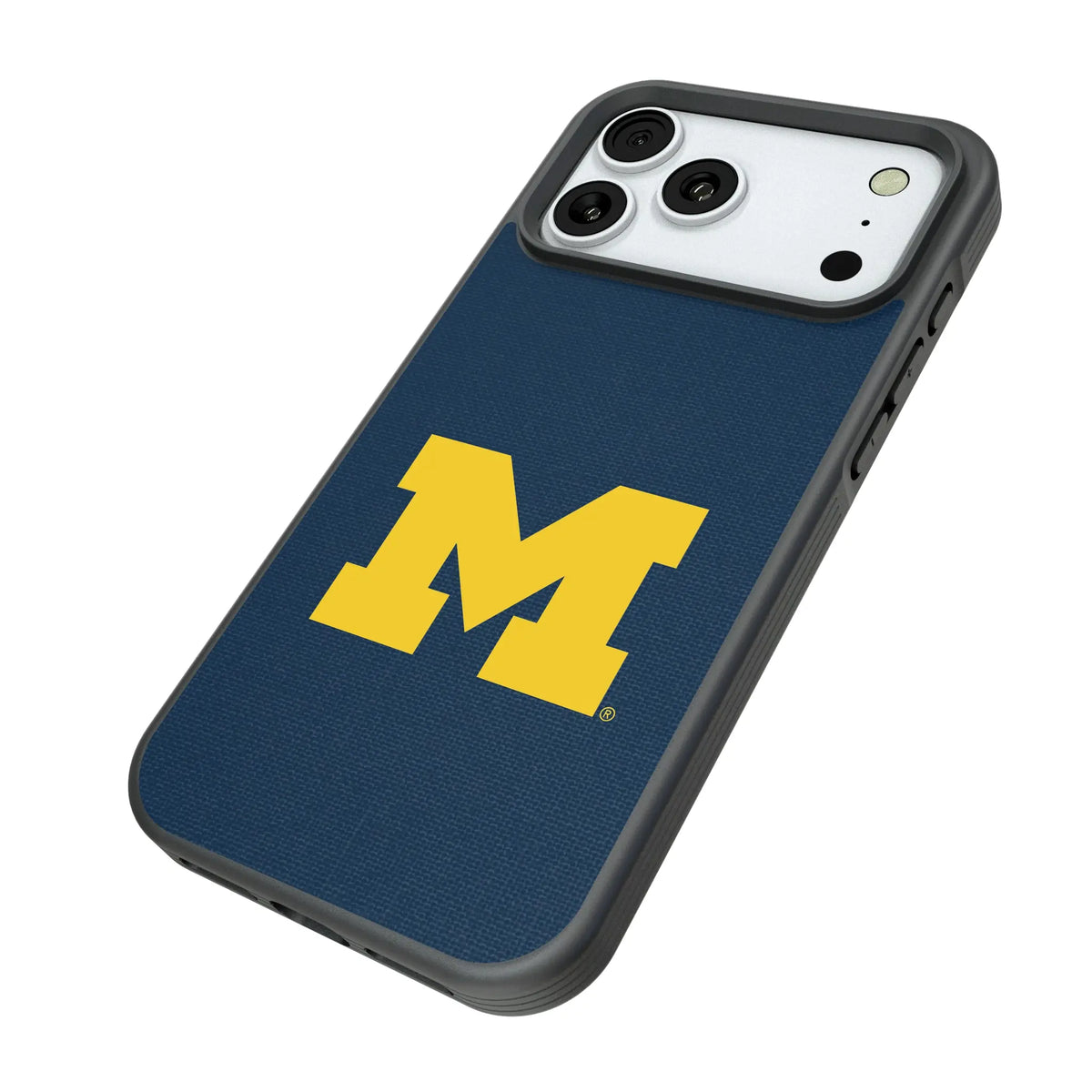 University of Michigan Wolverines Solid iPhone Bump Phone Case for Apple iPhone - Isometric View#Device_iPhone 18 Pro Max