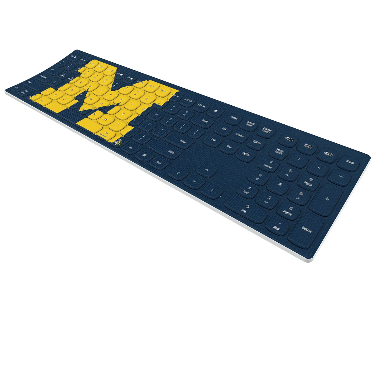 University of Michigan Wolverines Solid KKB605 Curved Wireless Keyboard - Isometric View