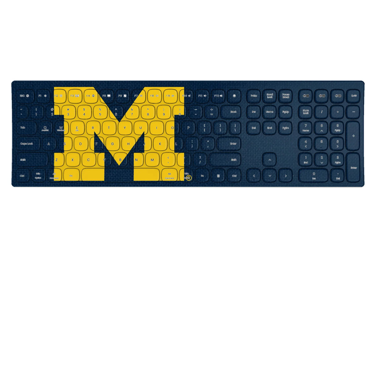 University of Michigan Wolverines Solid KKB605 Curved Wireless Keyboard