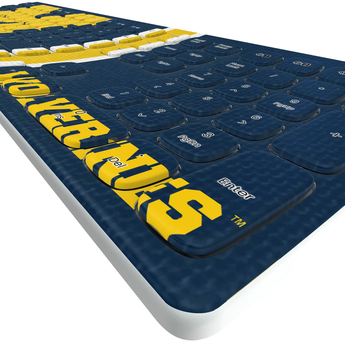 University of Michigan Wolverines Stripe KKB605 Curved Wireless Keyboard - Detail