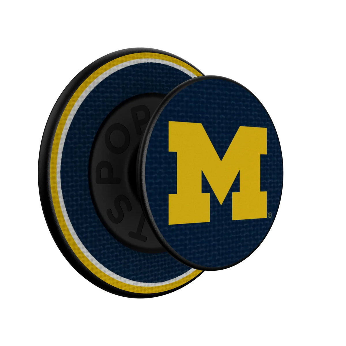 University of Michigan Wolverines Stripe Popsockets Round Magnetic - Isometric View