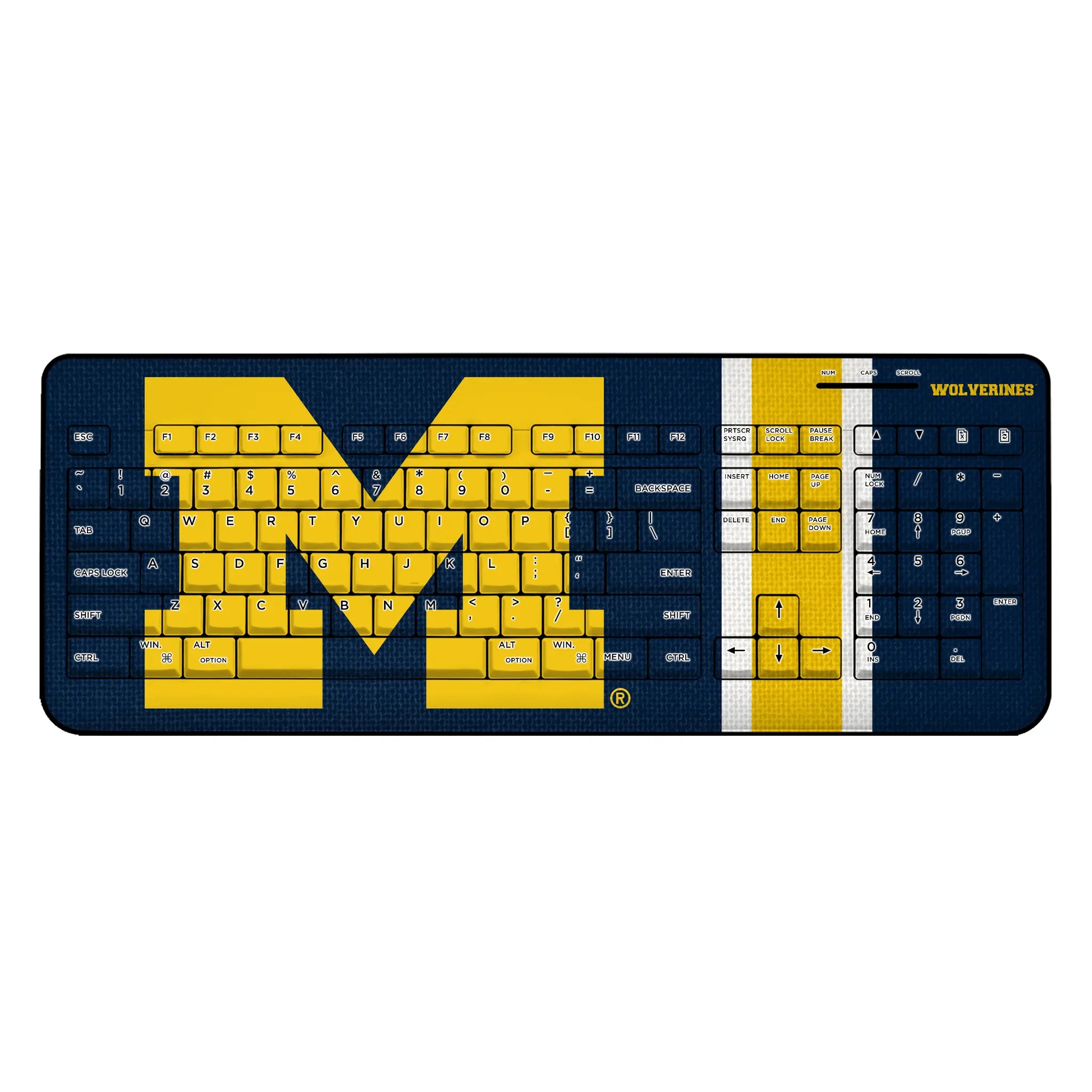 University of Michigan Wolverines Stripe Wireless USB Keyboard