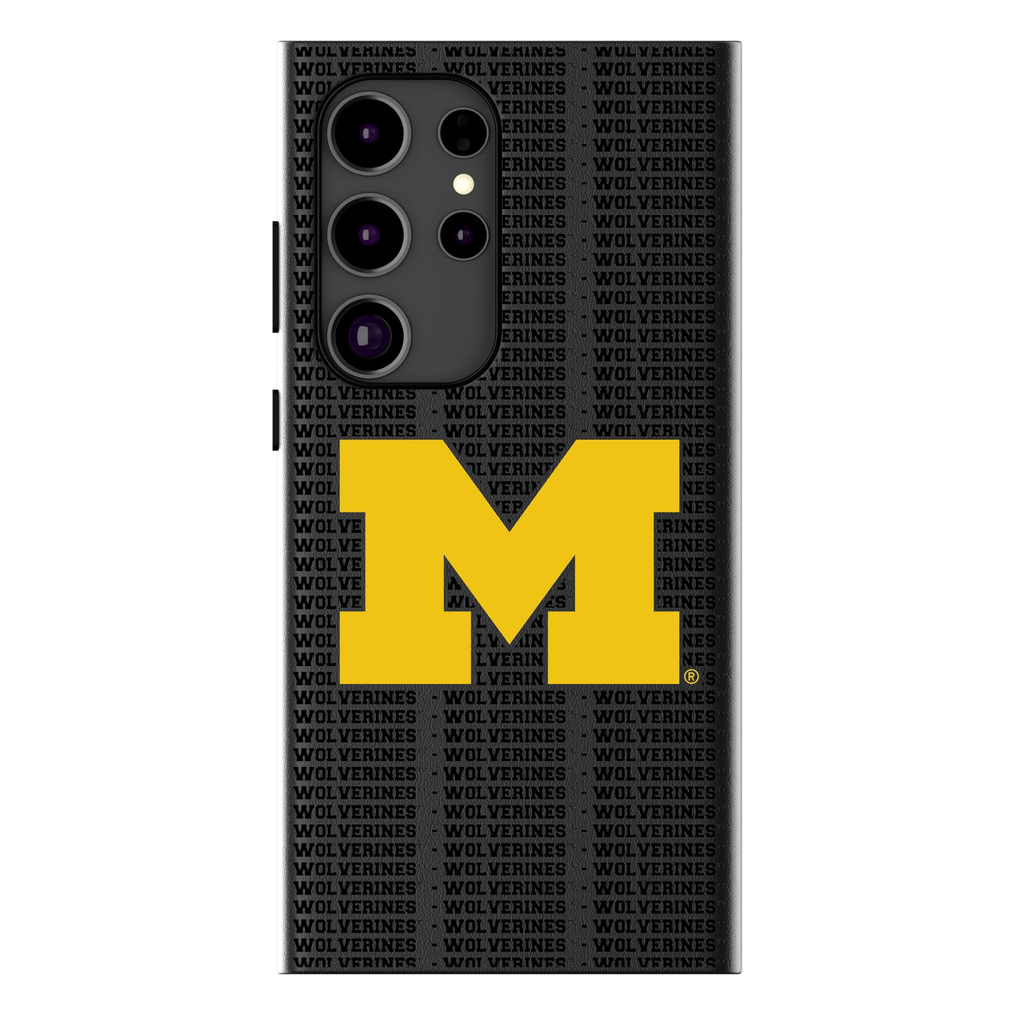 University of Michigan Wolverines Text Backdrop Galaxy MagSafe Compatible Phone Case for Samsung Galaxy