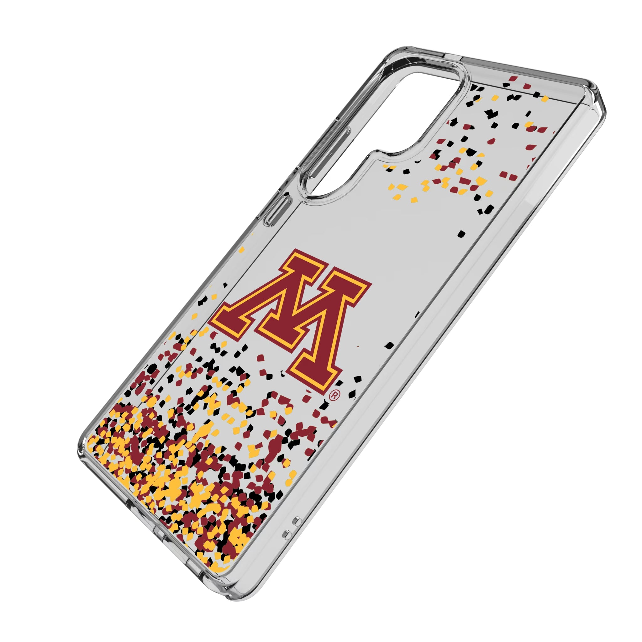 University of Minnesota Golden Gophers Confetti Galaxy Clear Phone Case for Samsung Galaxy - Isometric View
