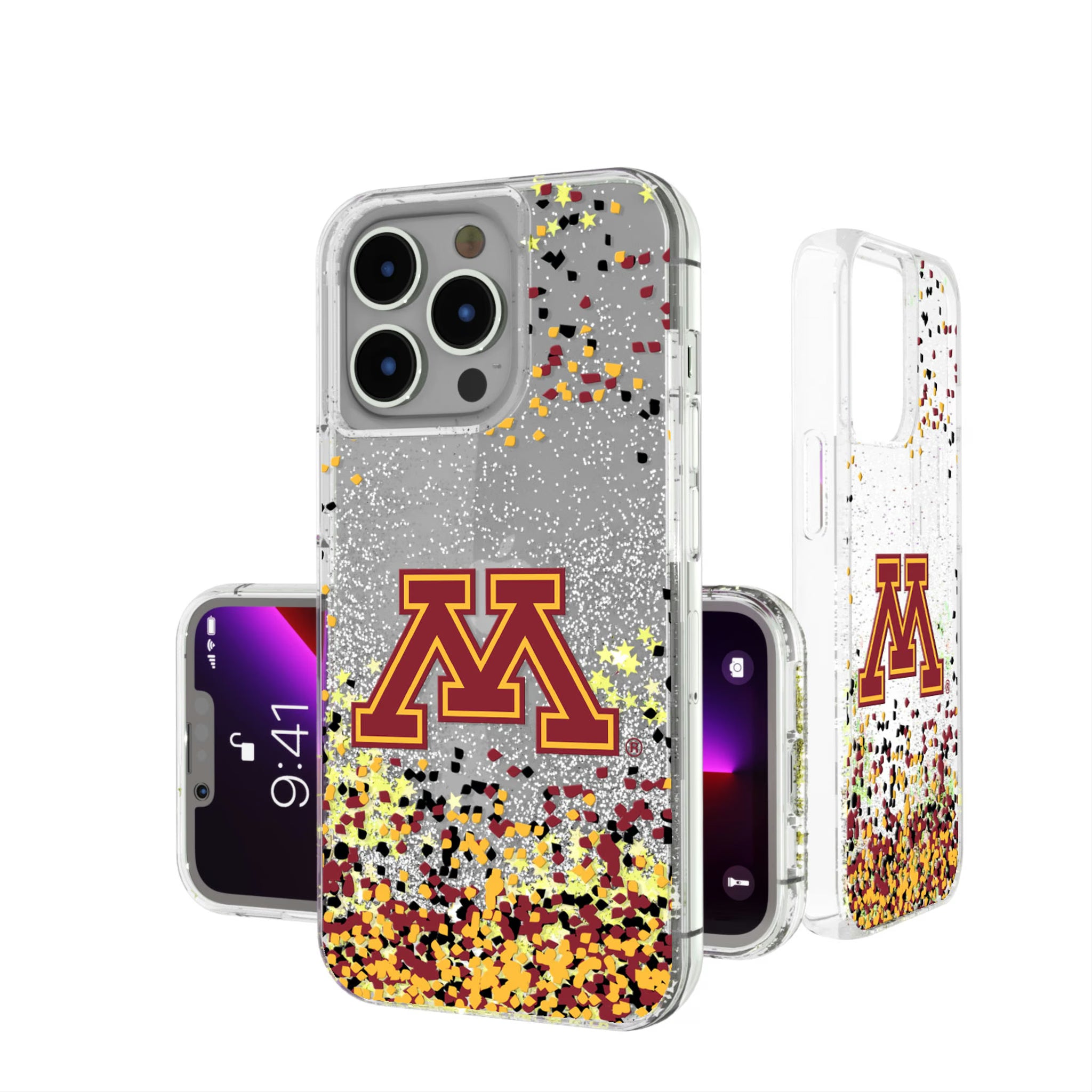 University of Minnesota Golden Gophers Confetti iPhone Glitter Phone Case for Apple iPhone