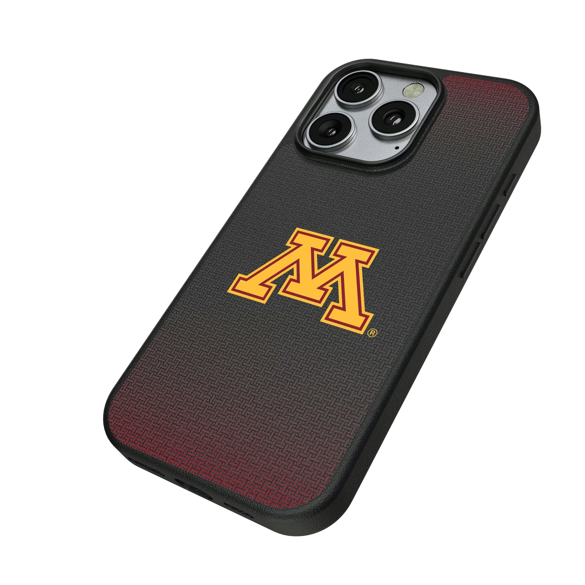 University of Minnesota Golden Gophers Linen iPhone MagSafe Compatible Phone Case for Apple iPhone - Isometric View