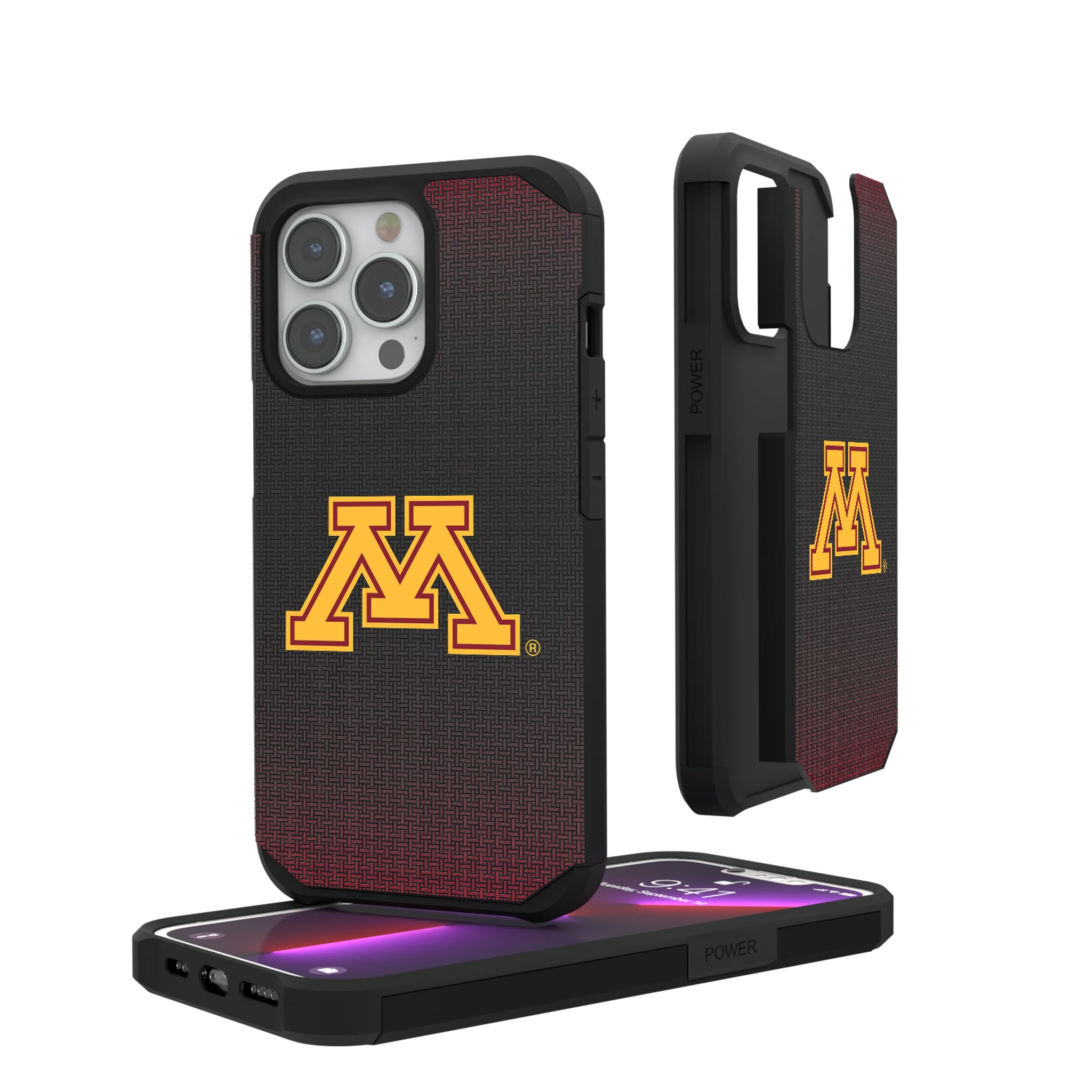 University of Minnesota Golden Gophers Linen iPhone Rugged Phone Case for Apple iPhone#Device_iPhone 13 Pro