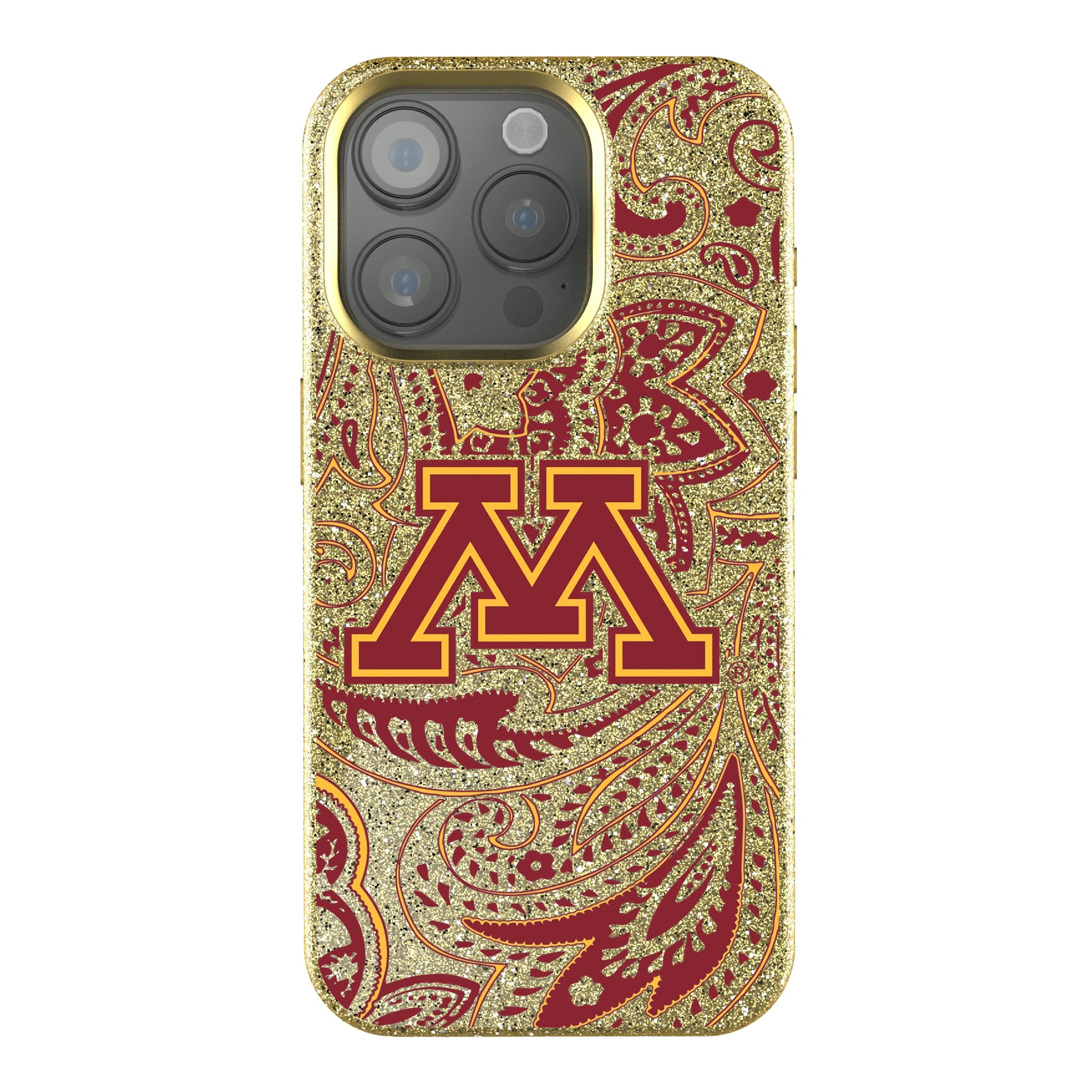 University of Minnesota Golden Gophers Paisley iPhone Bling Phone Case for Apple iPhone