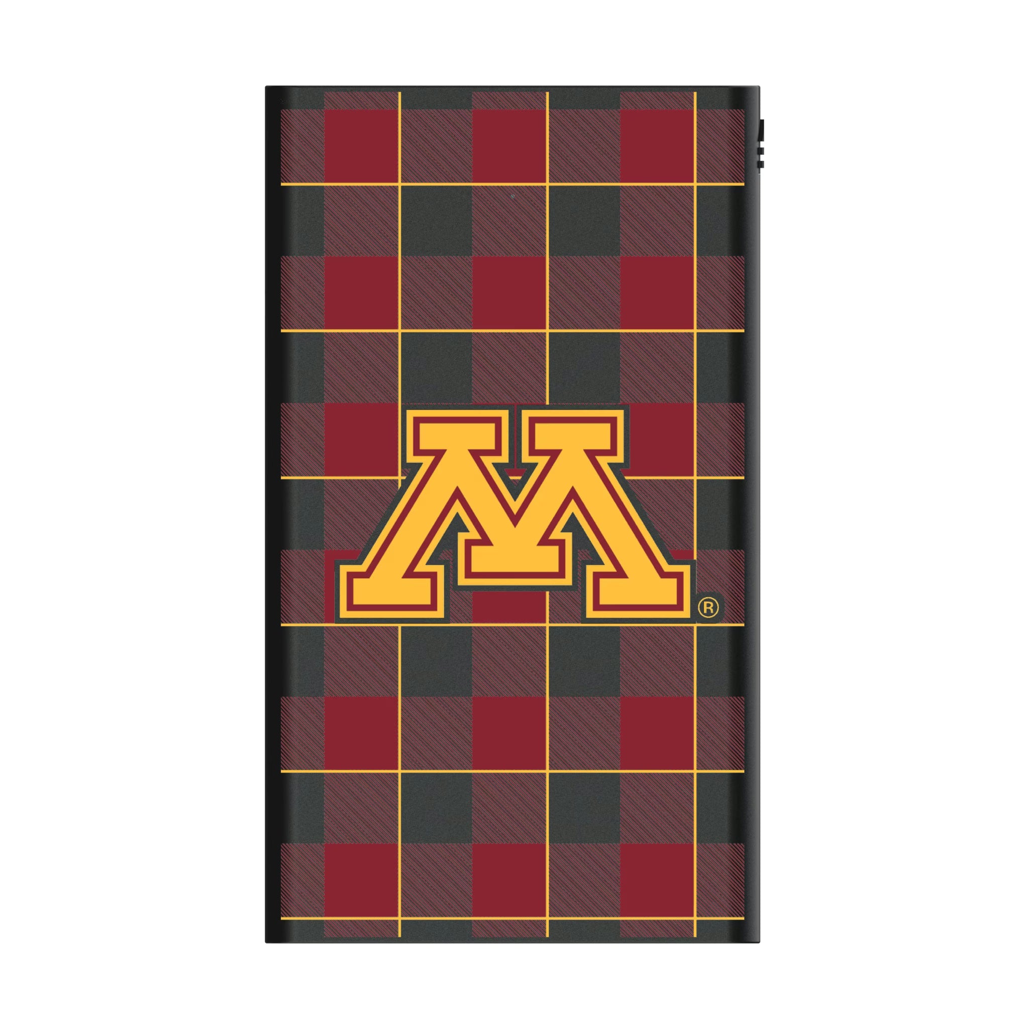 University of Minnesota Golden Gophers Plaid 5000mAh Flat Powerbank