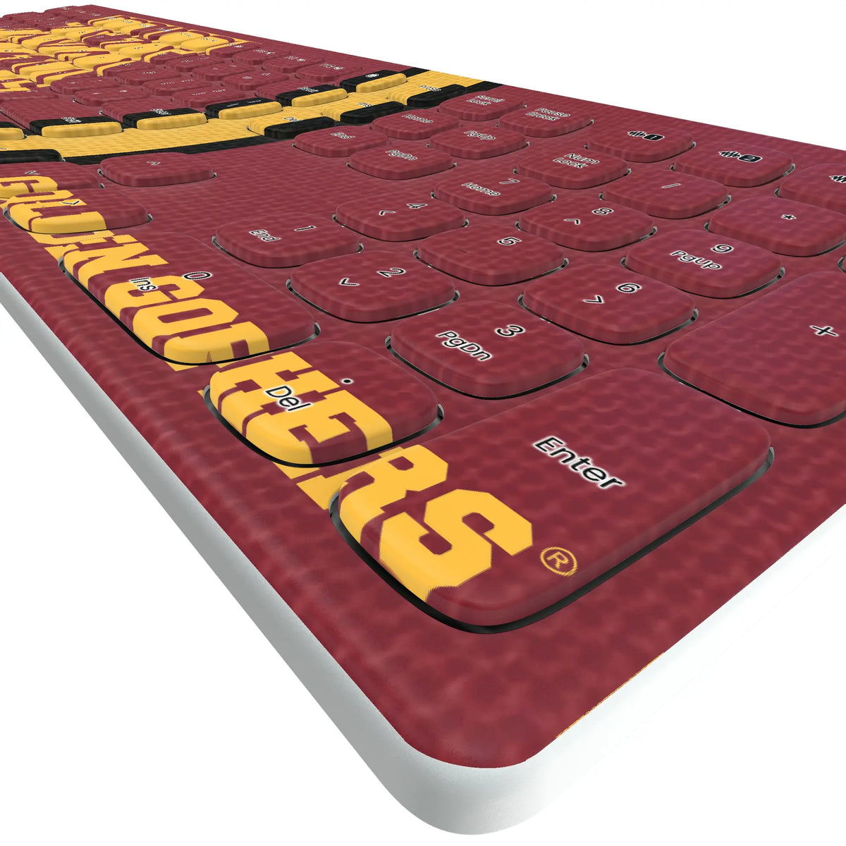 University of Minnesota Golden Gophers Stripe KKB605 Curved Wireless Keyboard - Detail
