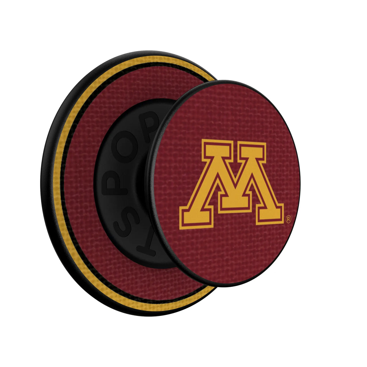 University of Minnesota Golden Gophers Stripe Popsockets Round Magnetic - Isometric View
